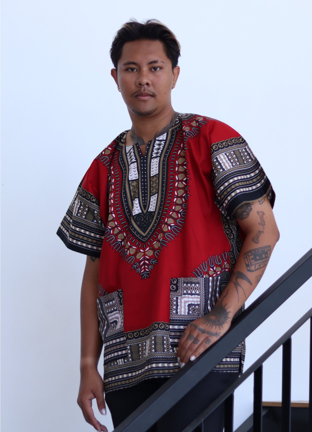 African Dashiki Unisex Shirt Standard Cotton 100% - Dark Colors