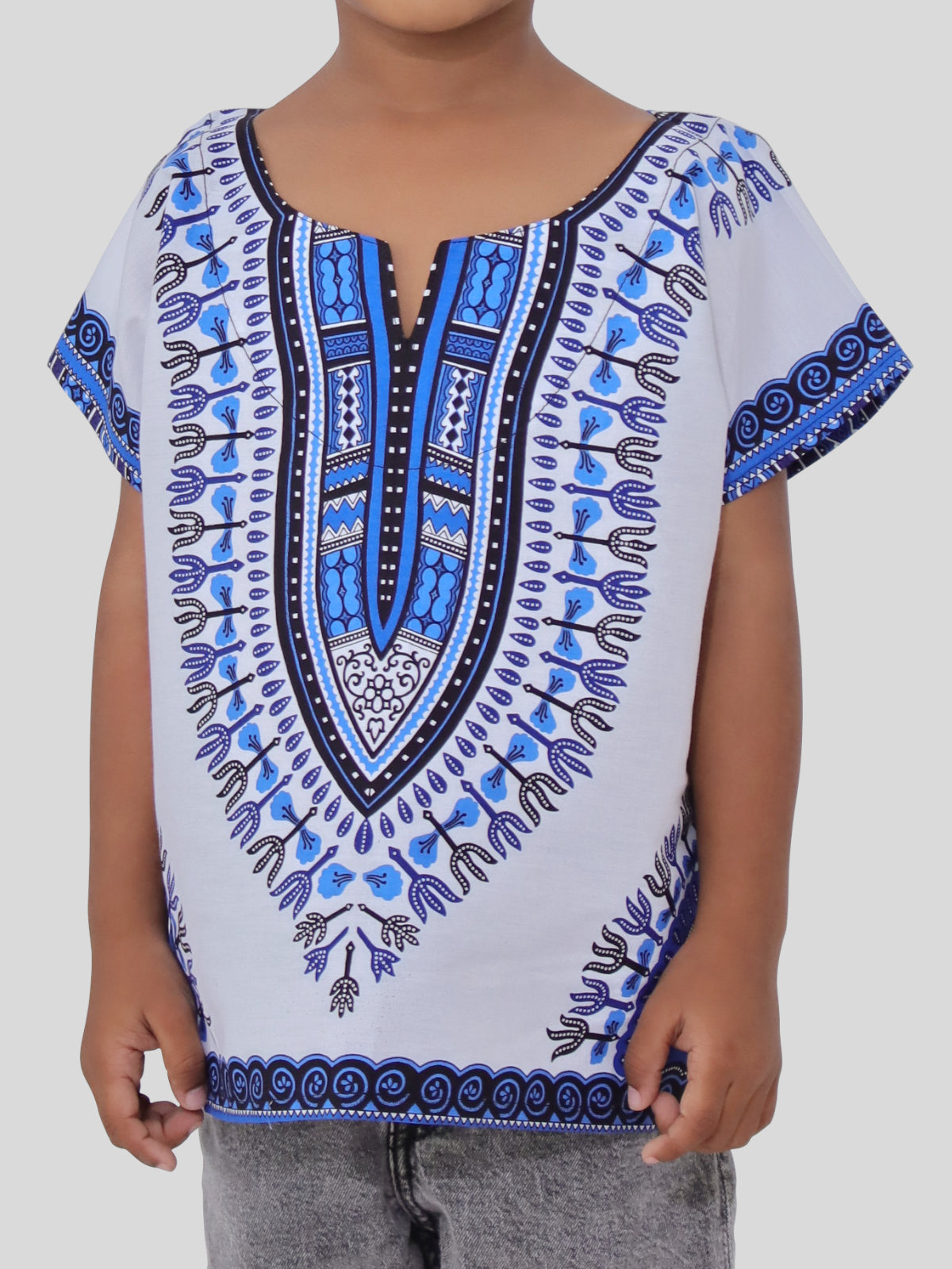 African Dashiki Children's Shirt Standard Cotton 100 % - Bright White