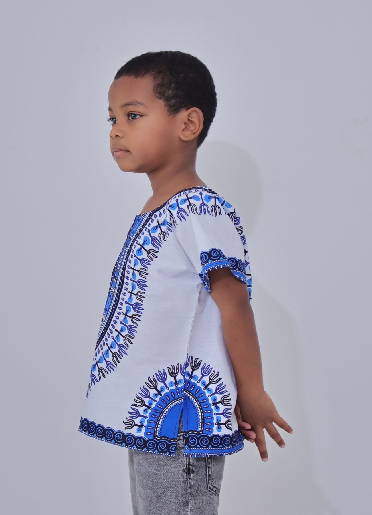 African Dashiki Children's Shirt Standard Cotton 100 % - Bright White