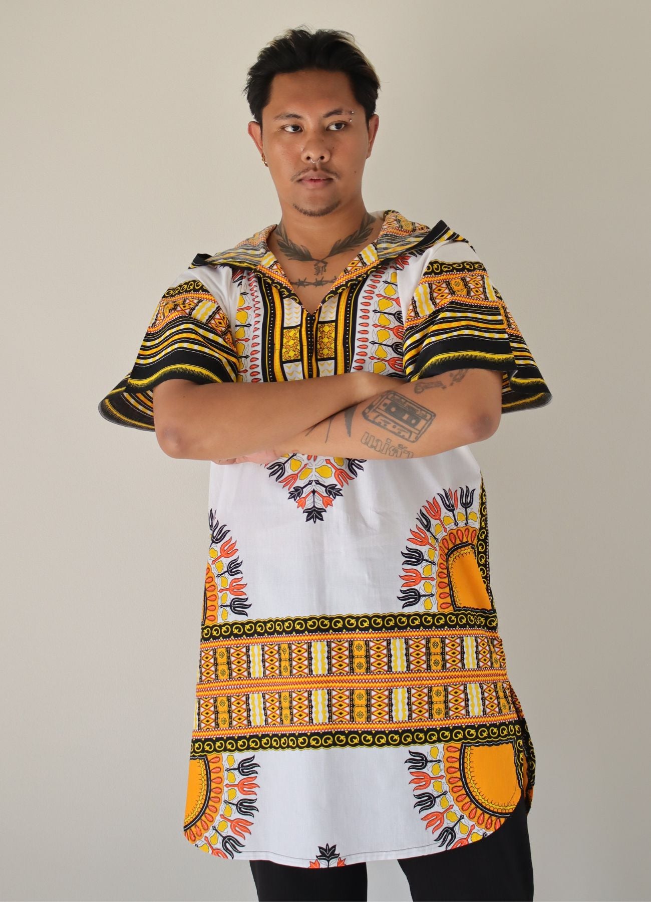 African Dashiki Warlock Jacket - Long Jacket Hoody