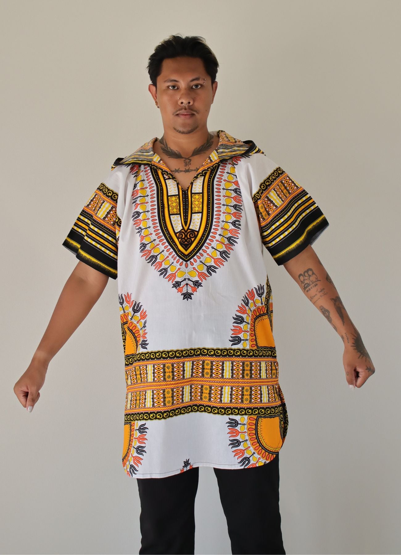 African Dashiki Warlock Jacket - Long Jacket Hoody