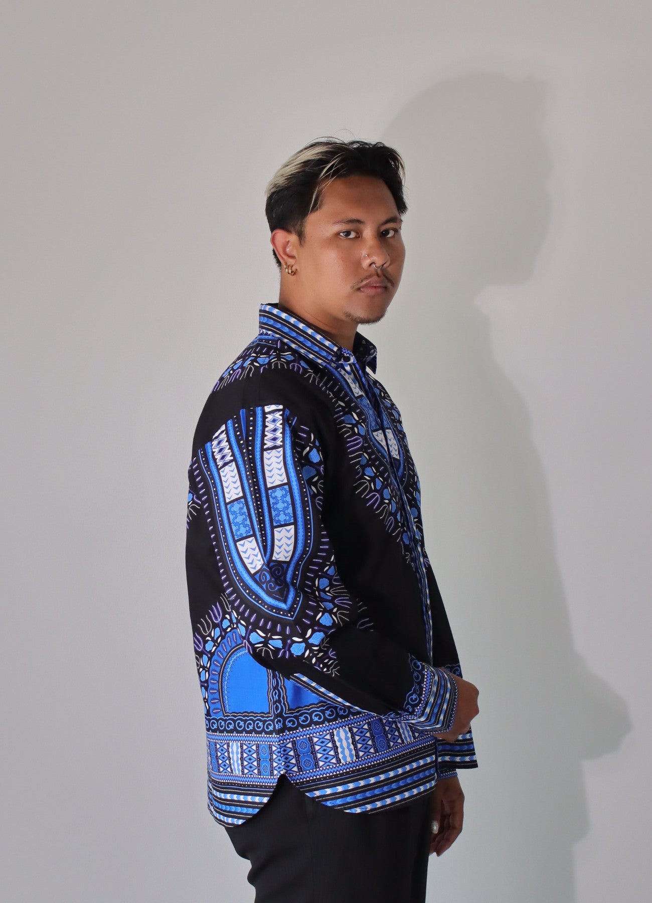 African Dashiki Long Sleeve Shirt - Yucatan Guayabera Three Pocket