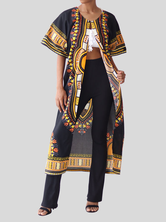 African Dashiki Robe Dress - Robe Womens With Short Sleeves