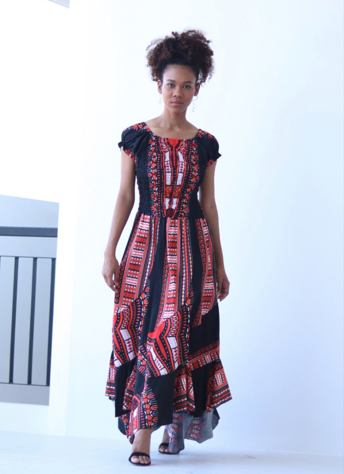 Africa Dashiki Dress - Smock Waist With Short Sleeves