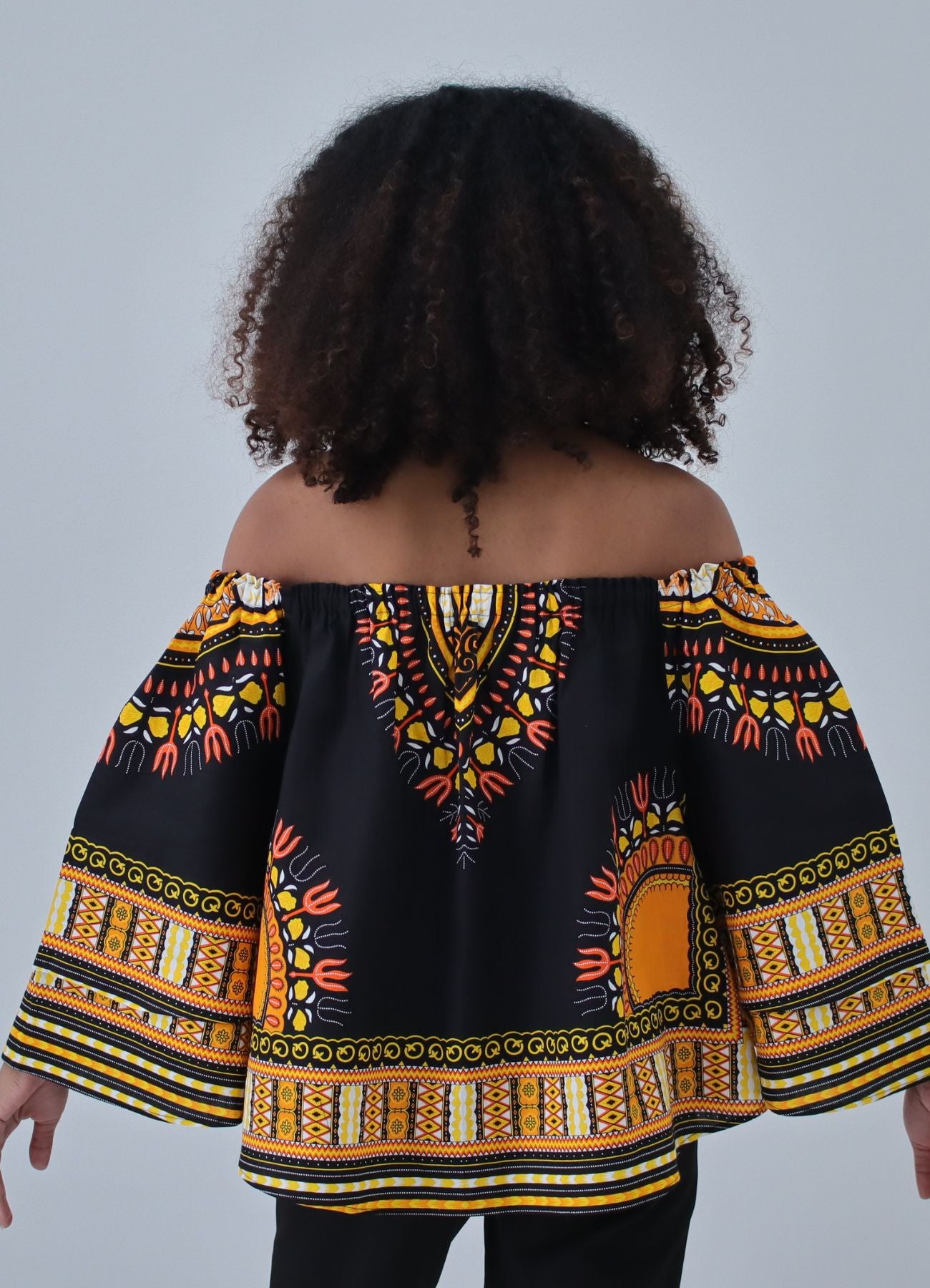 African Dashiki Womens Shirt - Off Shoulder Caftan Blouse