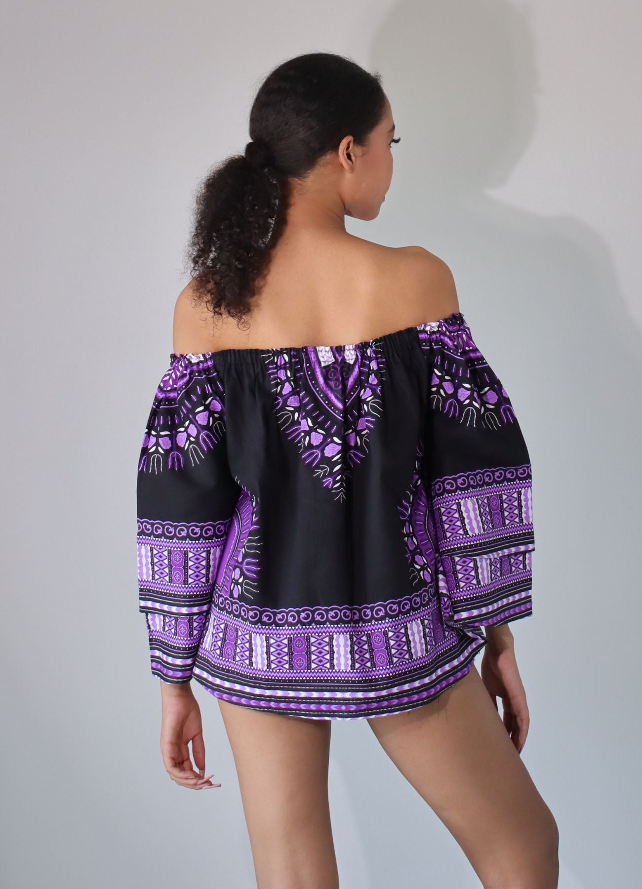 African Dashiki Womens Shirt - Off Shoulder Caftan Blouse