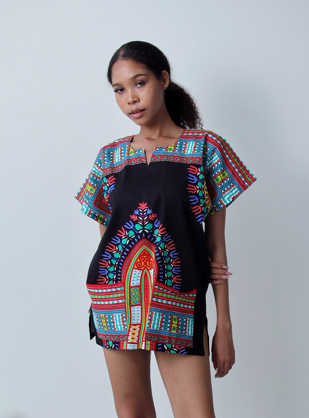 DA'IKI Traditional African Spearhead Warrior Shirt for Men and Women 100% Cotton