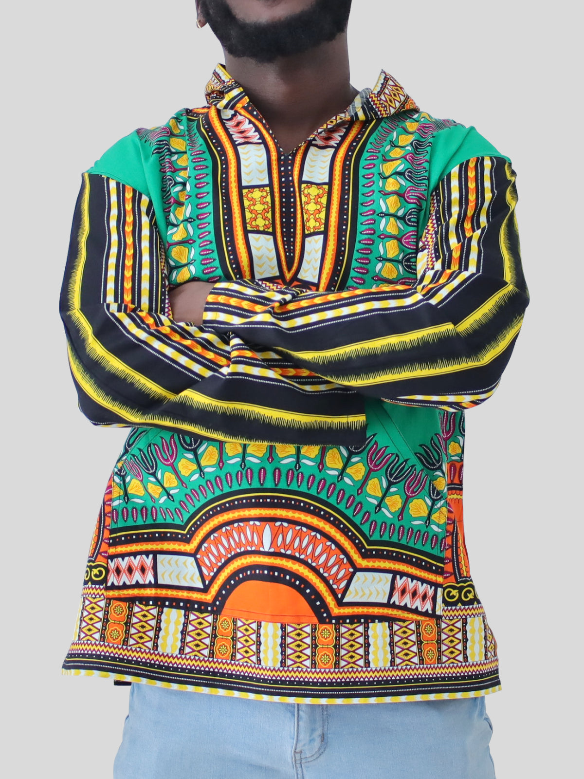 African Dashiki Unisex Jackets - Colorful Windbreaker Hoody Long Sleeve