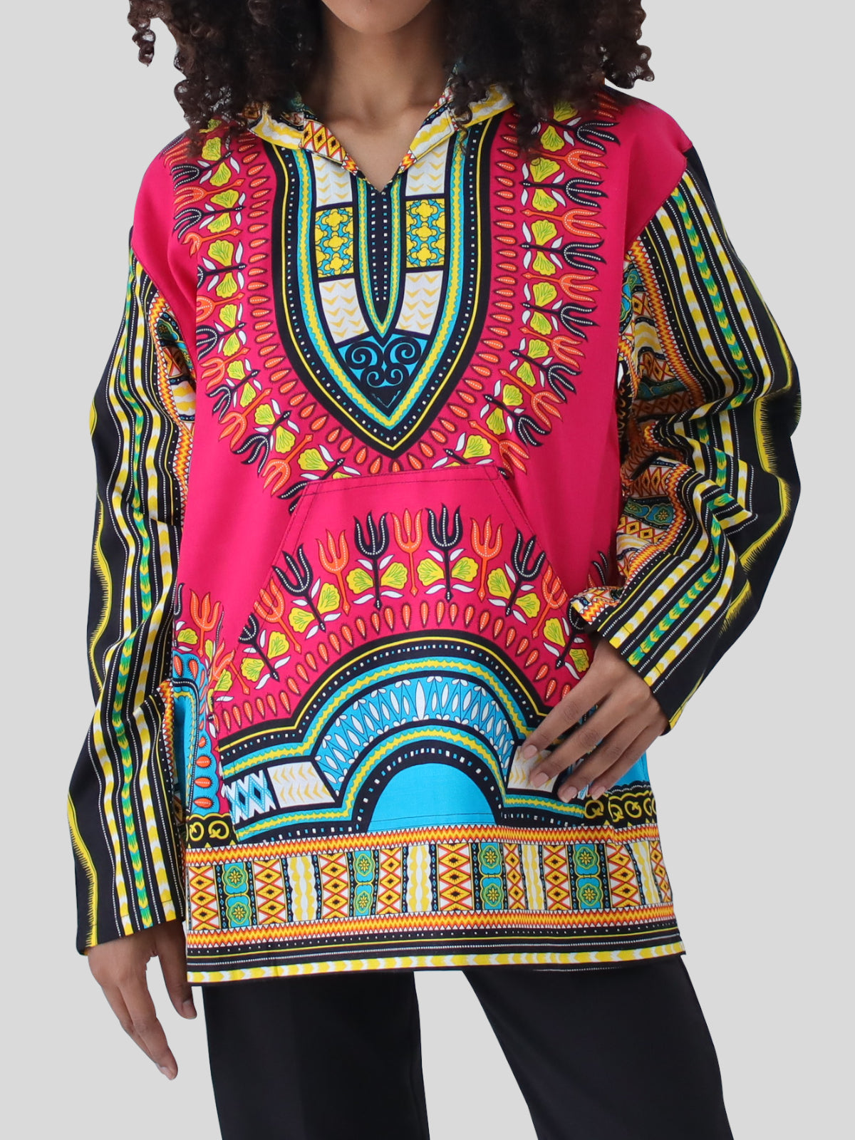 African Dashiki Unisex Jackets - Colorful Windbreaker Hoody Long Sleeve