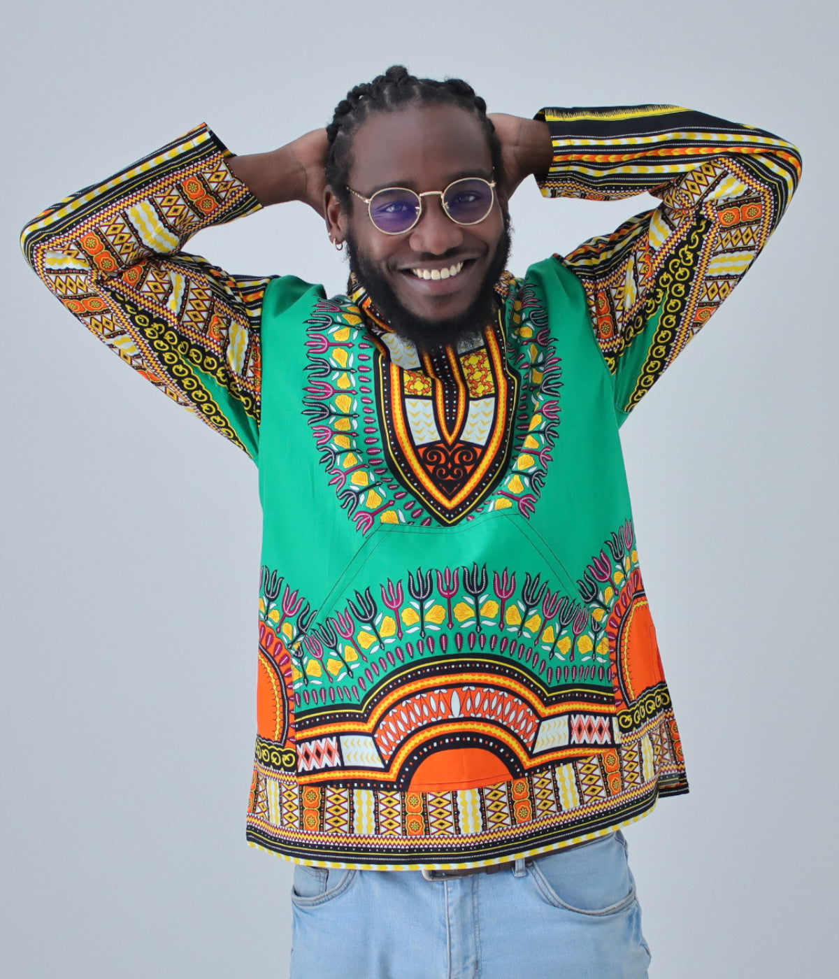 African Dashiki Unisex Jackets - Colorful Windbreaker Hoody Long Sleeve