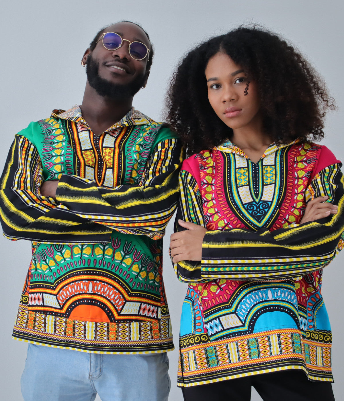 African Dashiki Unisex Jackets - Colorful Windbreaker Hoody Long Sleeve