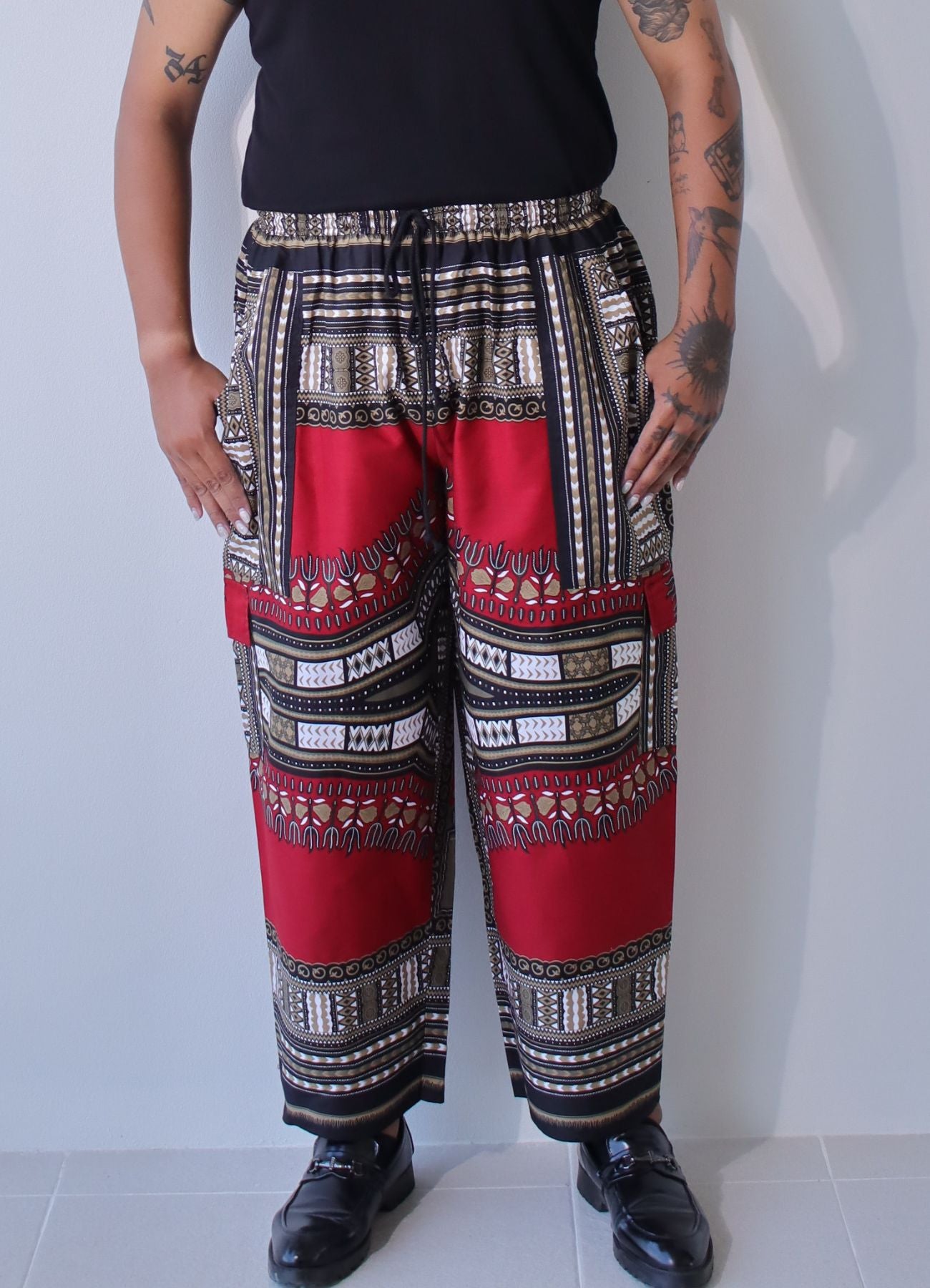 African Dashiki Unisex Pants - Cargo Pants Side Pockets