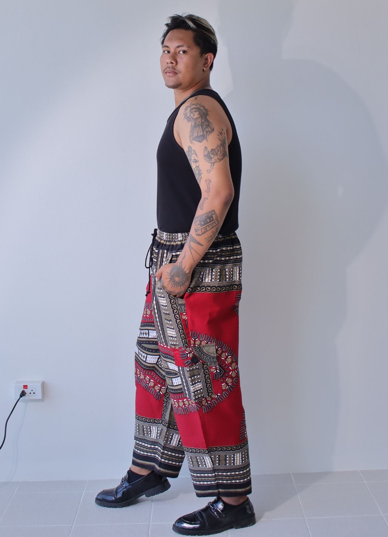 African Dashiki Unisex Pants - Cargo Pants Side Pockets