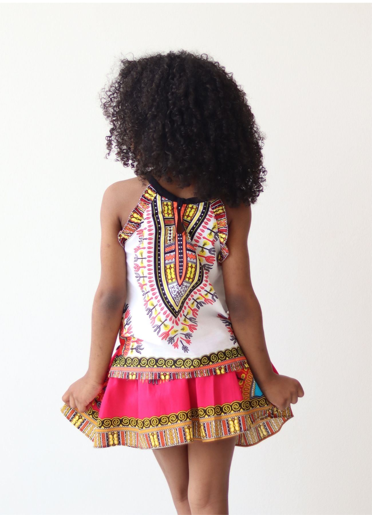 Africa Dashiki Girls Shirt - Light Sleeveless tie front