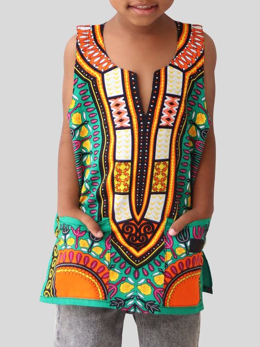 Africa Dashiki Childrens Shirt - Cotton Summer Vest