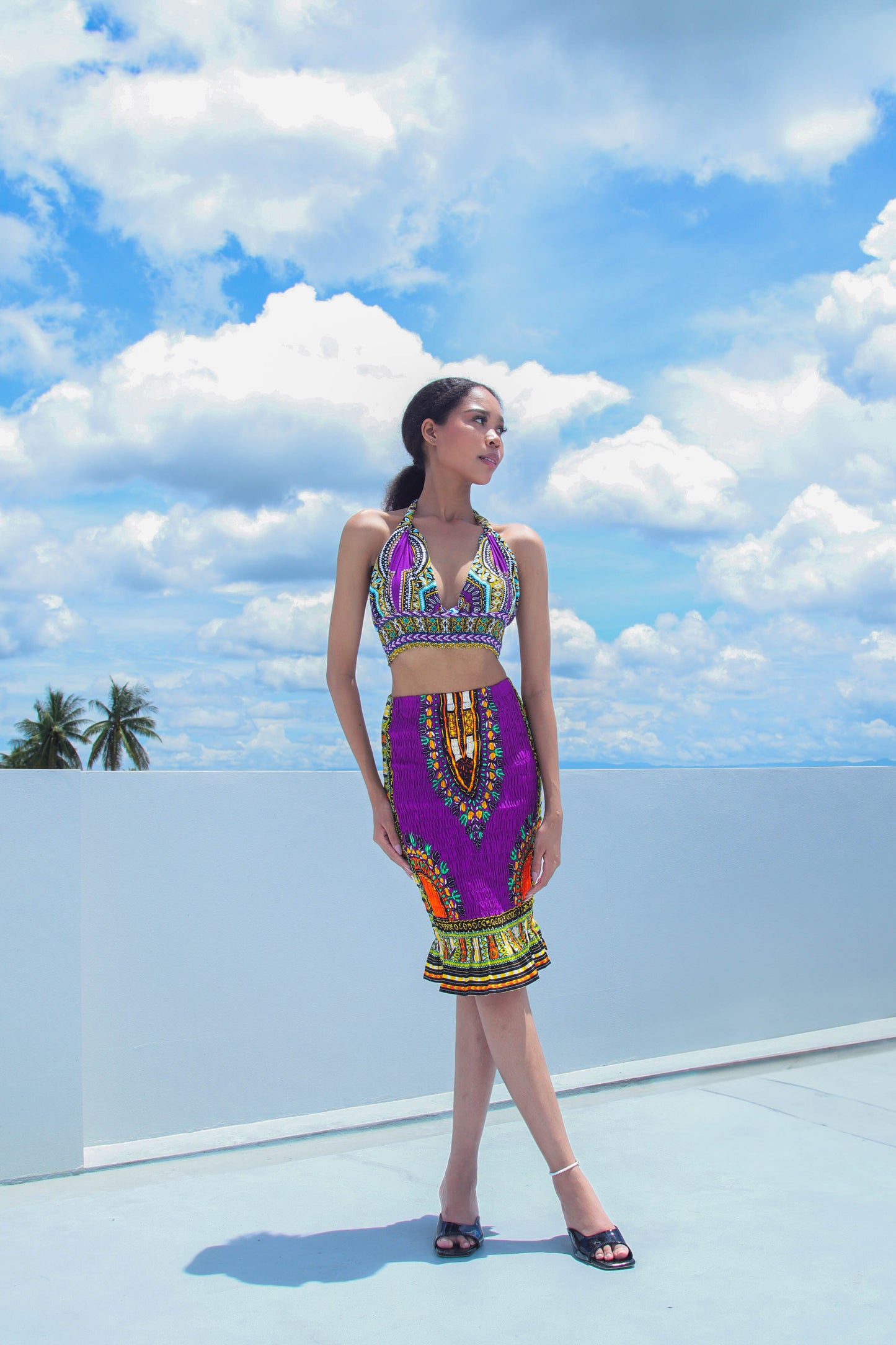 African Dashiki Sexy Bare - Women Halter Tied Dashiki Rayon Ladies Neck Tied Shirt