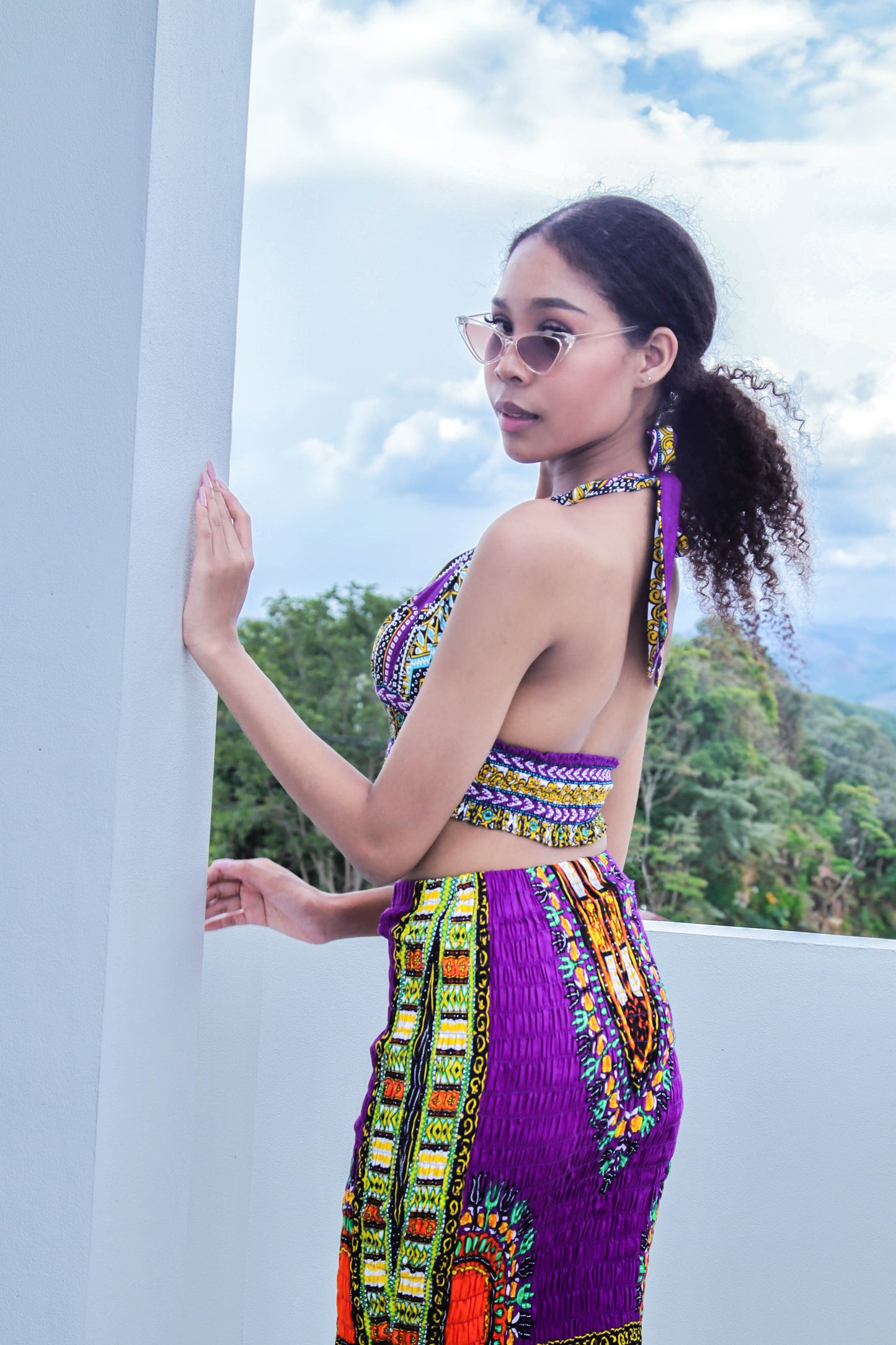 African Dashiki Sexy Bare - Women Halter Tied Dashiki Rayon Ladies Neck Tied Shirt