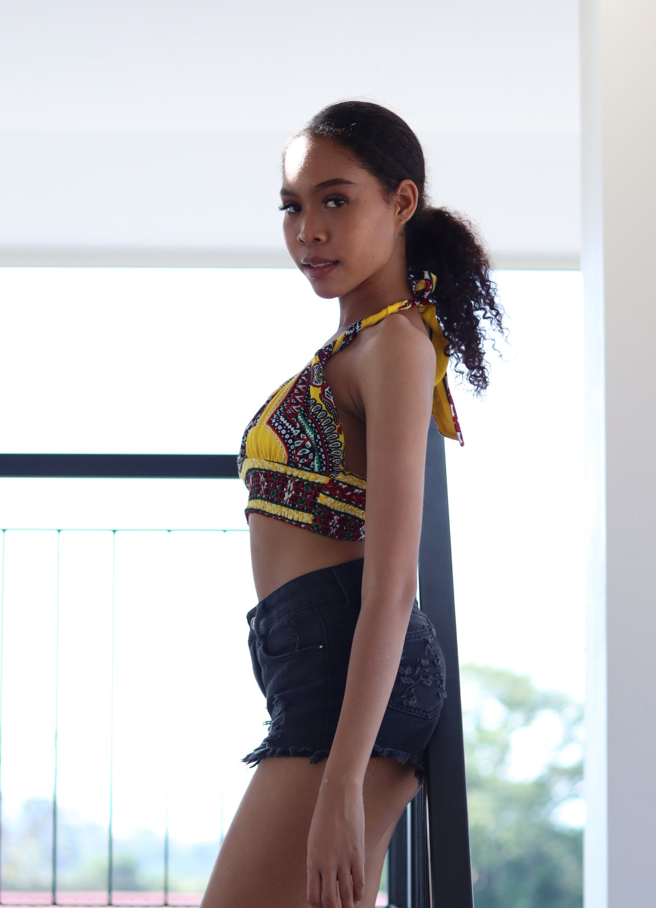 African Dashiki Sexy Bare - Women Halter Tied Dashiki Rayon Ladies Neck Tied Shirt