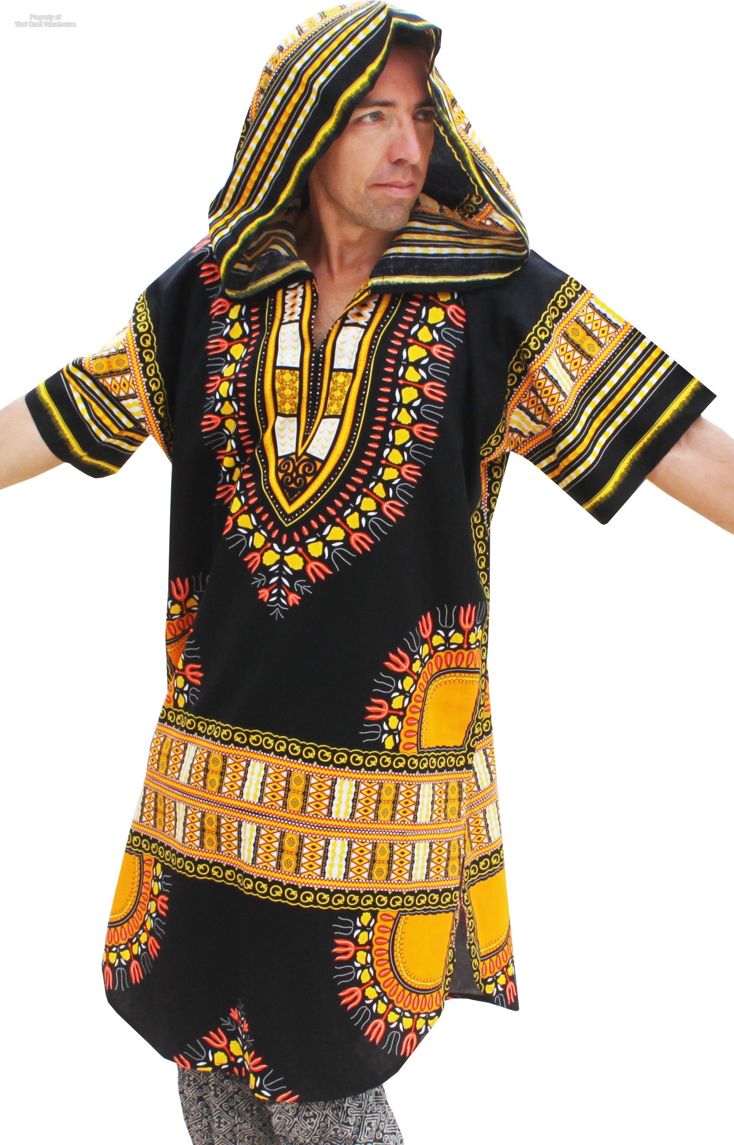 African Dashiki Warlock Jacket - Long Jacket Hoody