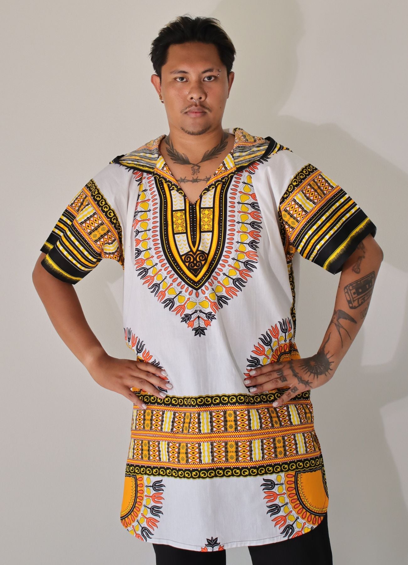 African Dashiki Warlock Jacket - Long Jacket Hoody