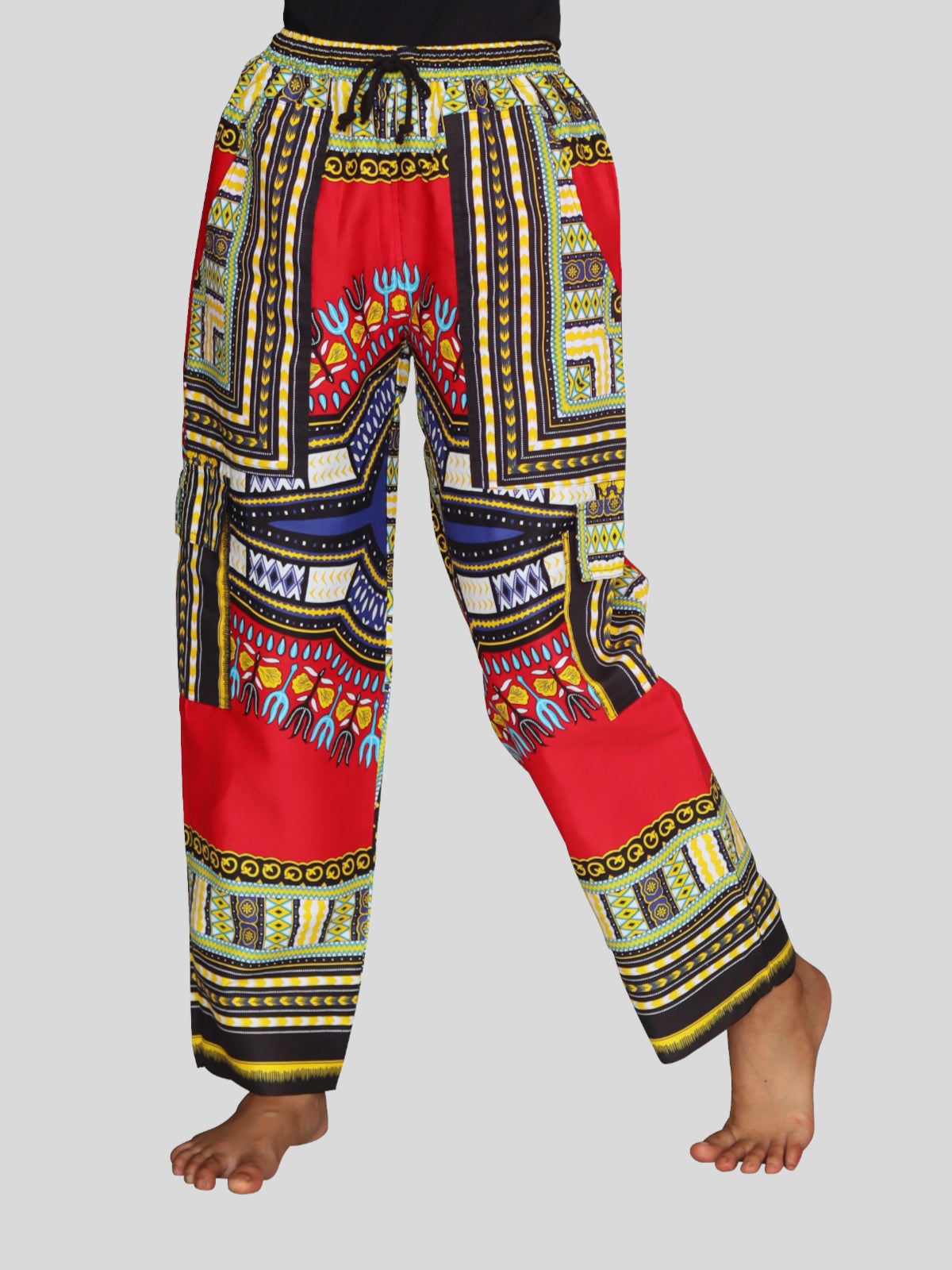 DA'IKI Loose and Casual Ladies Cotton African Dashiki Pants Cargo Khakis Ankara Art