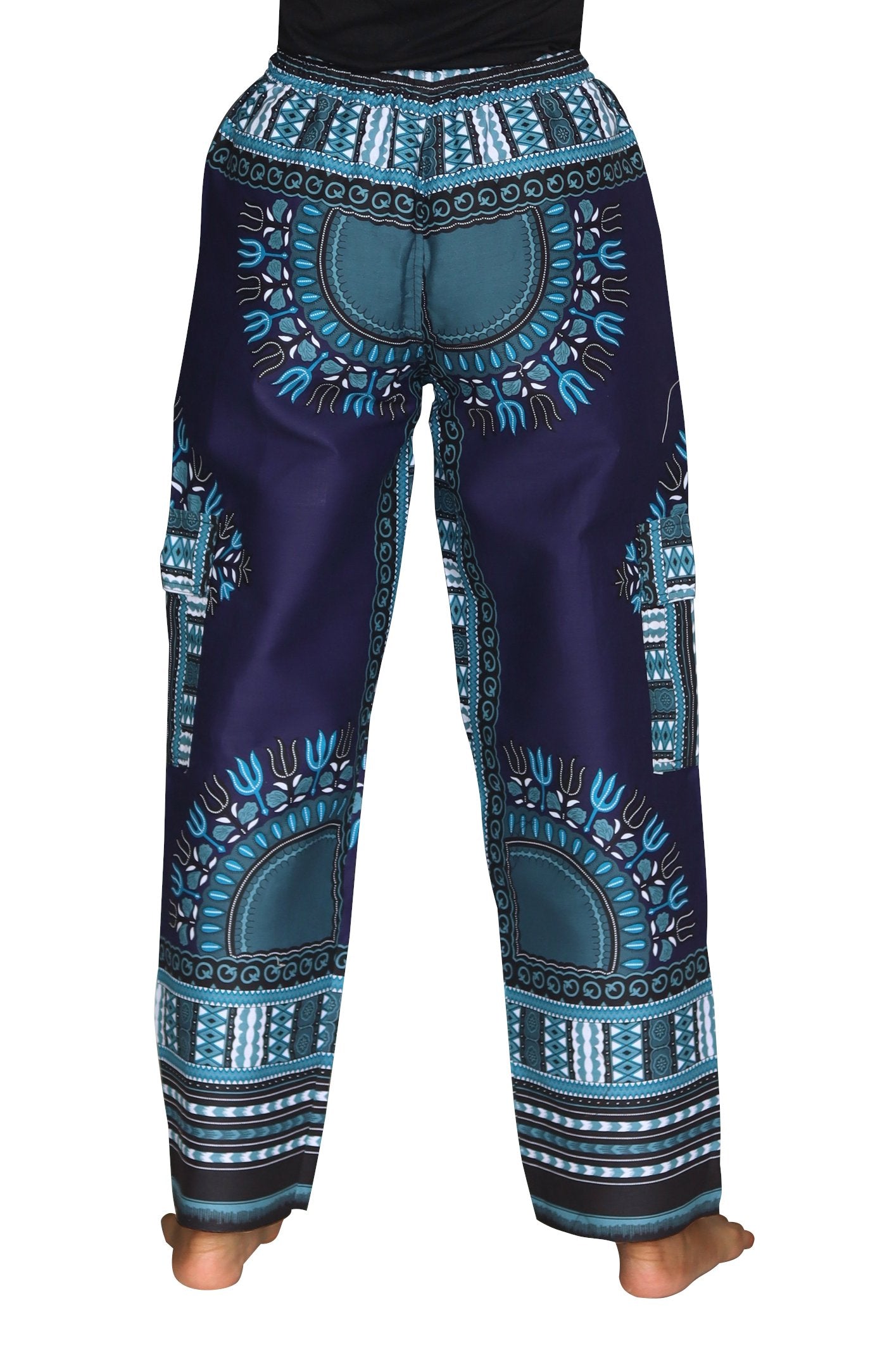 DA'IKI Loose and Casual Ladies Cotton African Dashiki Pants Cargo Khakis Ankara Art