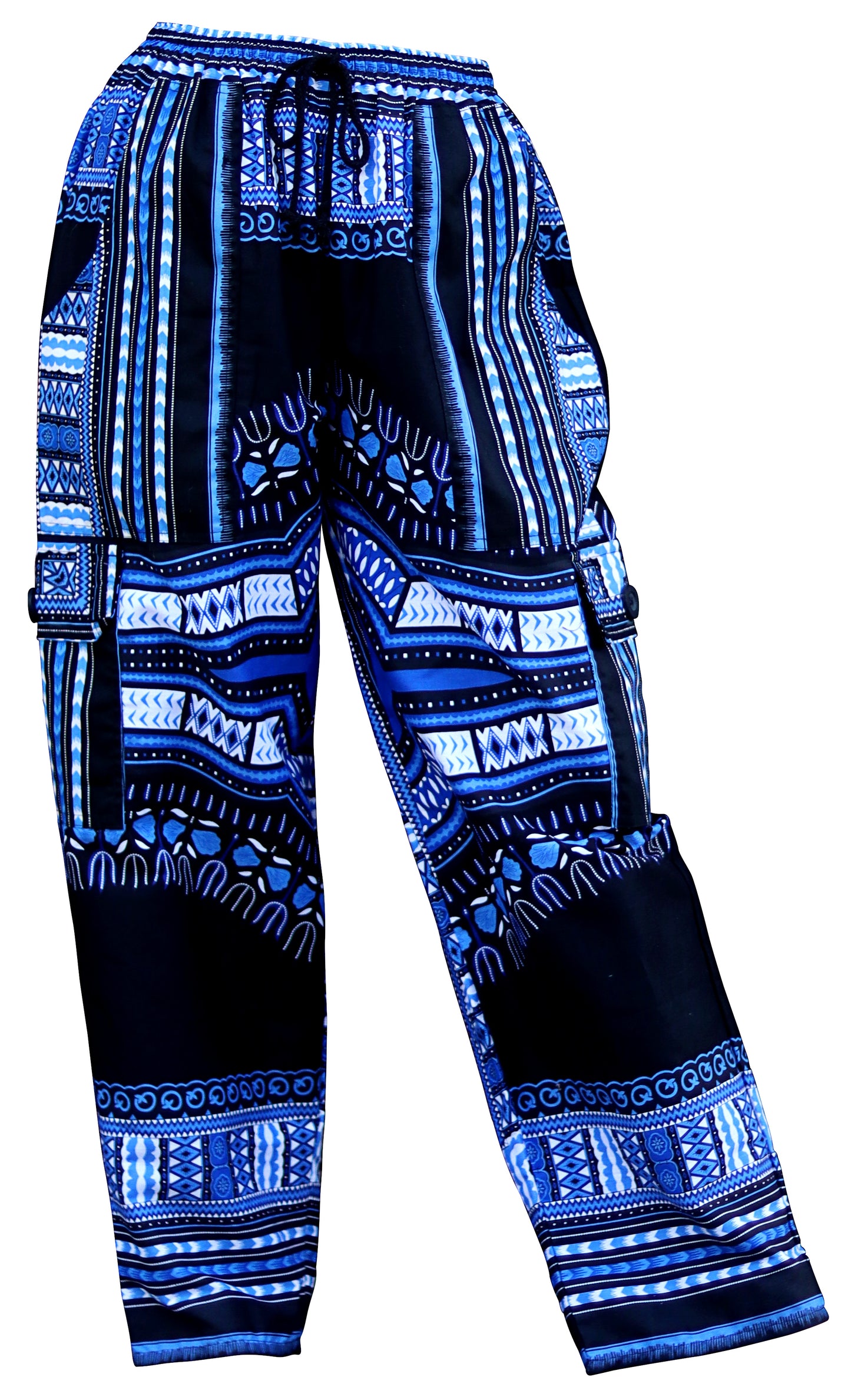 DA'IKI Loose and Casual Ladies Cotton African Dashiki Pants Cargo Khakis Ankara Art