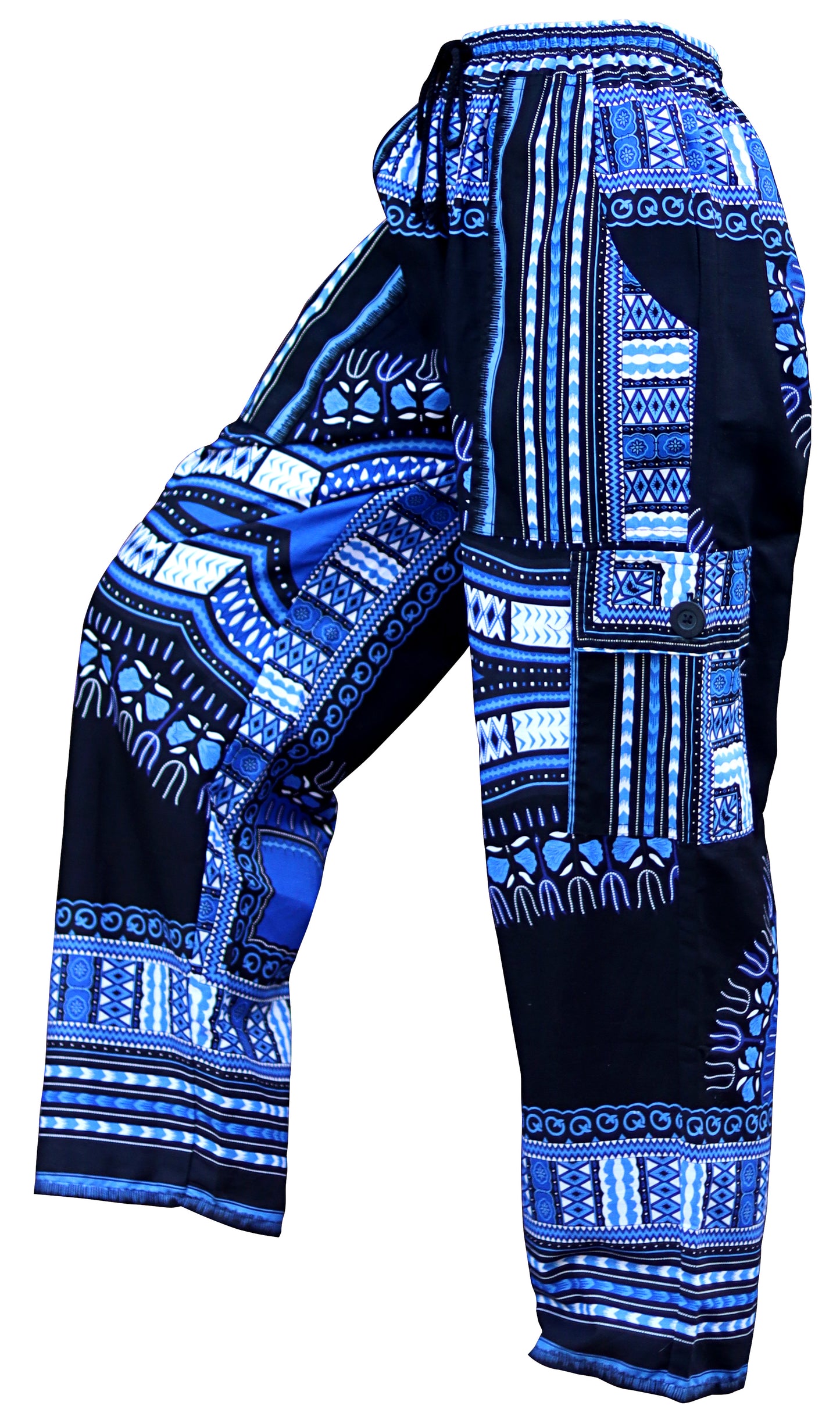DA'IKI Loose and Casual Ladies Cotton African Dashiki Pants Cargo Khakis Ankara Art