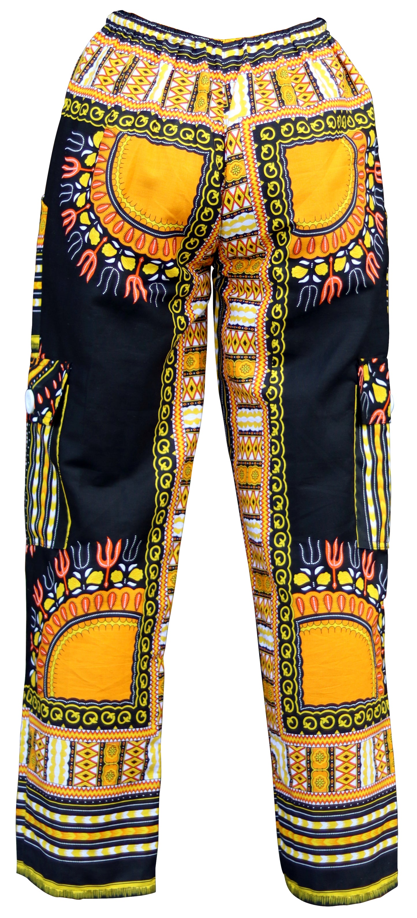 DA'IKI Loose and Casual Ladies Cotton African Dashiki Pants Cargo Khakis Ankara Art