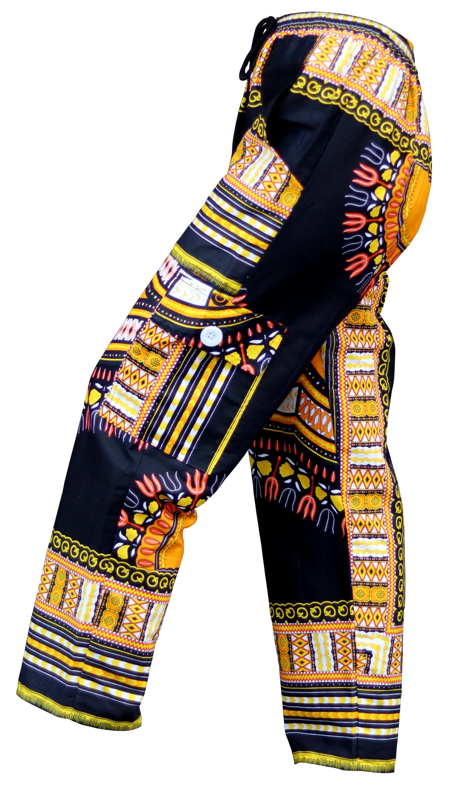 DA'IKI Loose and Casual Ladies Cotton African Dashiki Pants Cargo Khakis Ankara Art