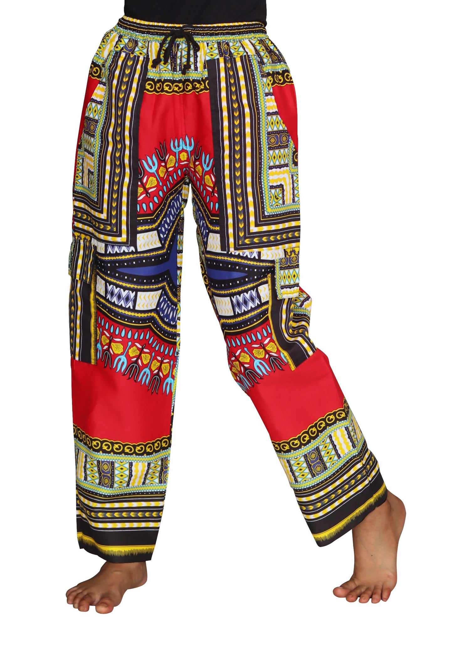 DA'IKI Loose and Casual Ladies Cotton African Dashiki Pants Cargo Khakis Ankara Art