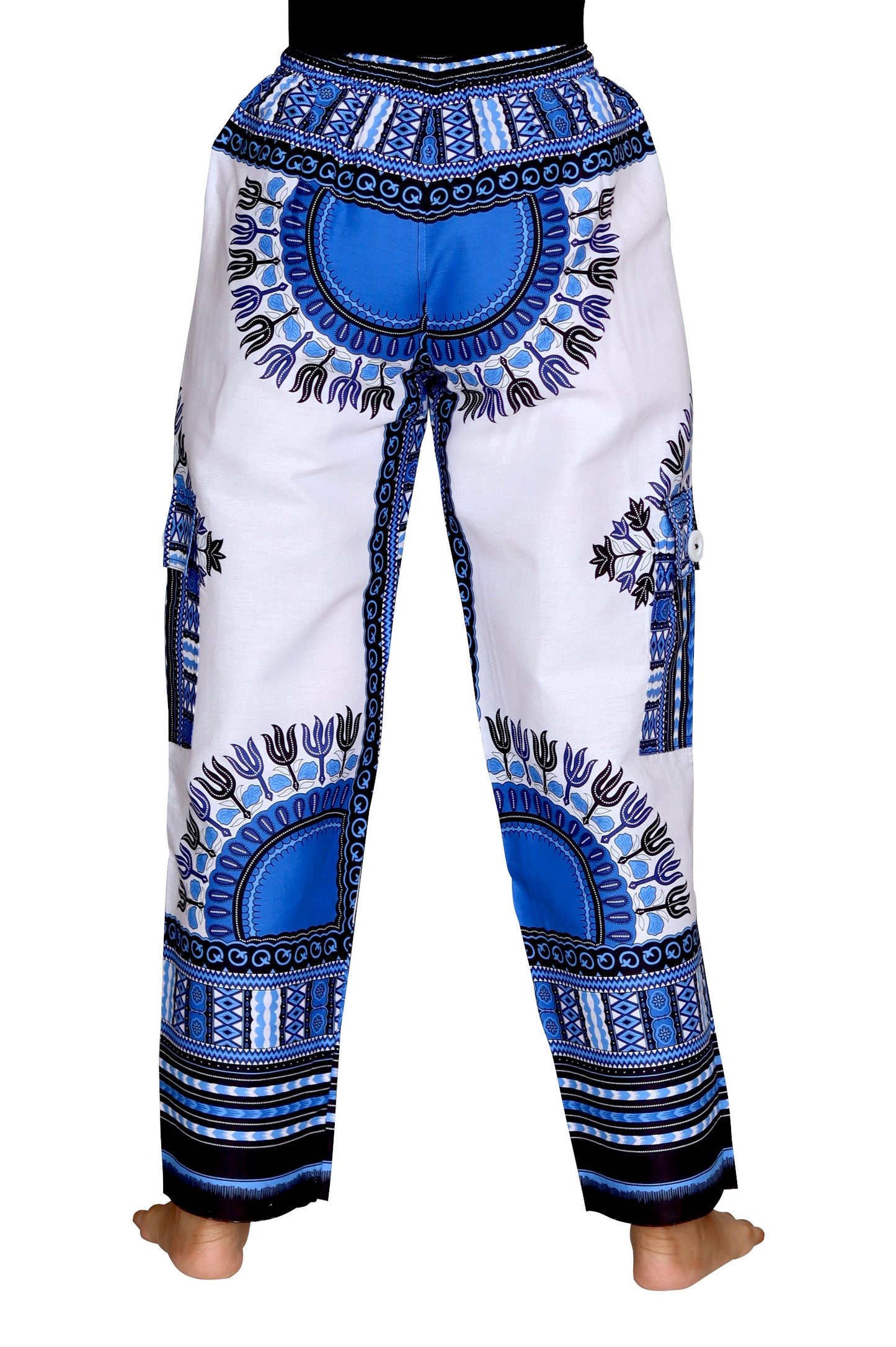 DA'IKI Loose and Casual Ladies Cotton African Dashiki Pants Cargo Khakis Ankara Art