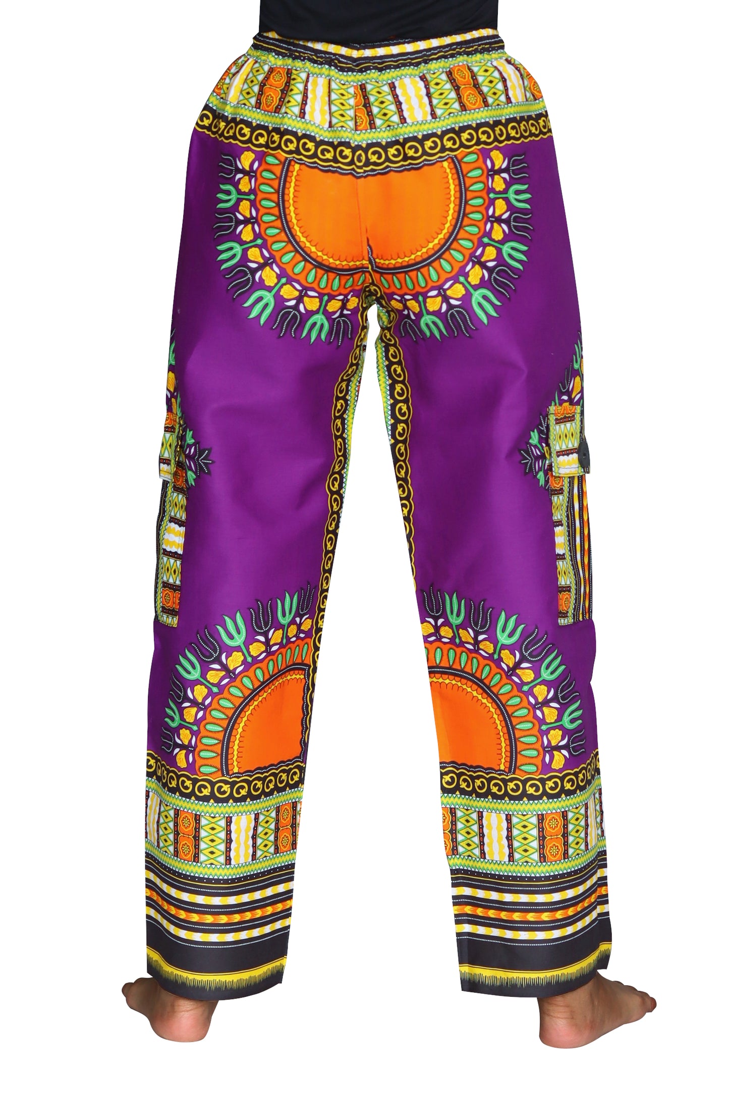 DA'IKI Loose and Casual Ladies Cotton African Dashiki Pants Cargo Khakis Ankara Art