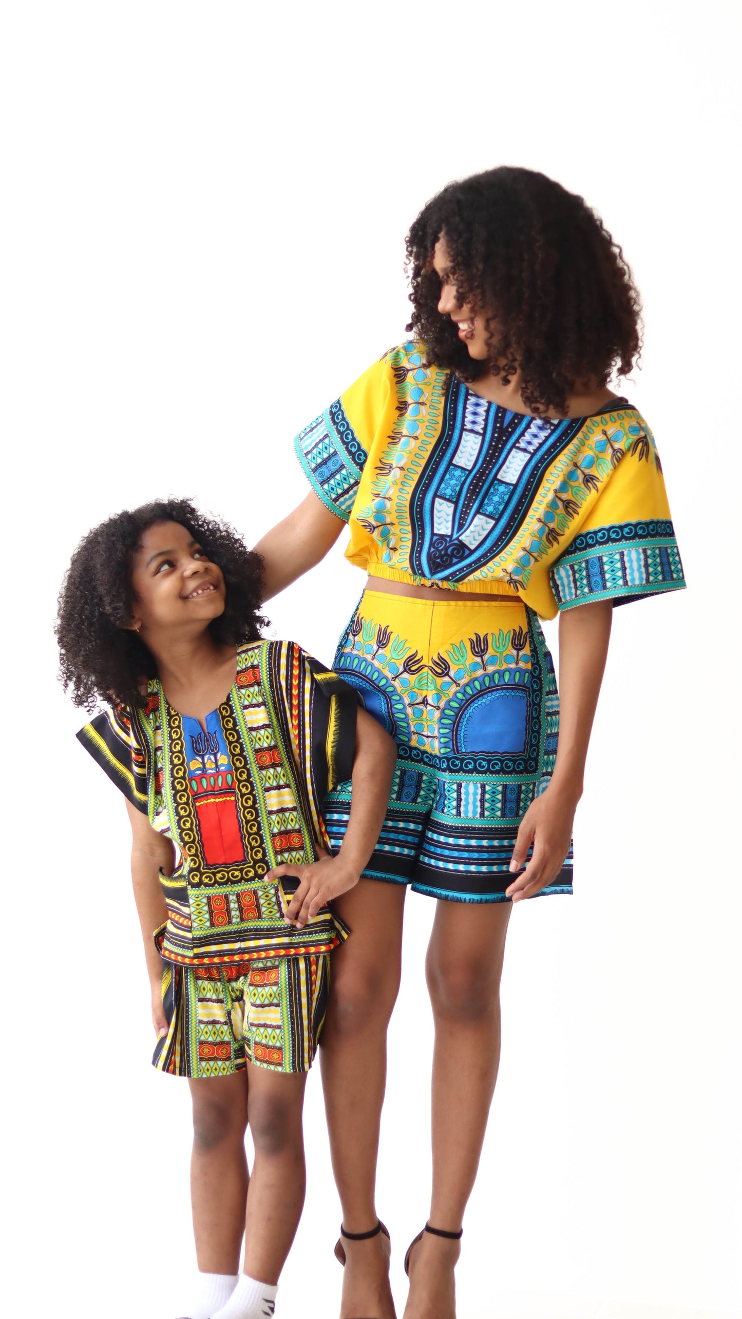 Childrens Unisex Afrikan Cotton Patch Short and Shirt Dashiki Outfit