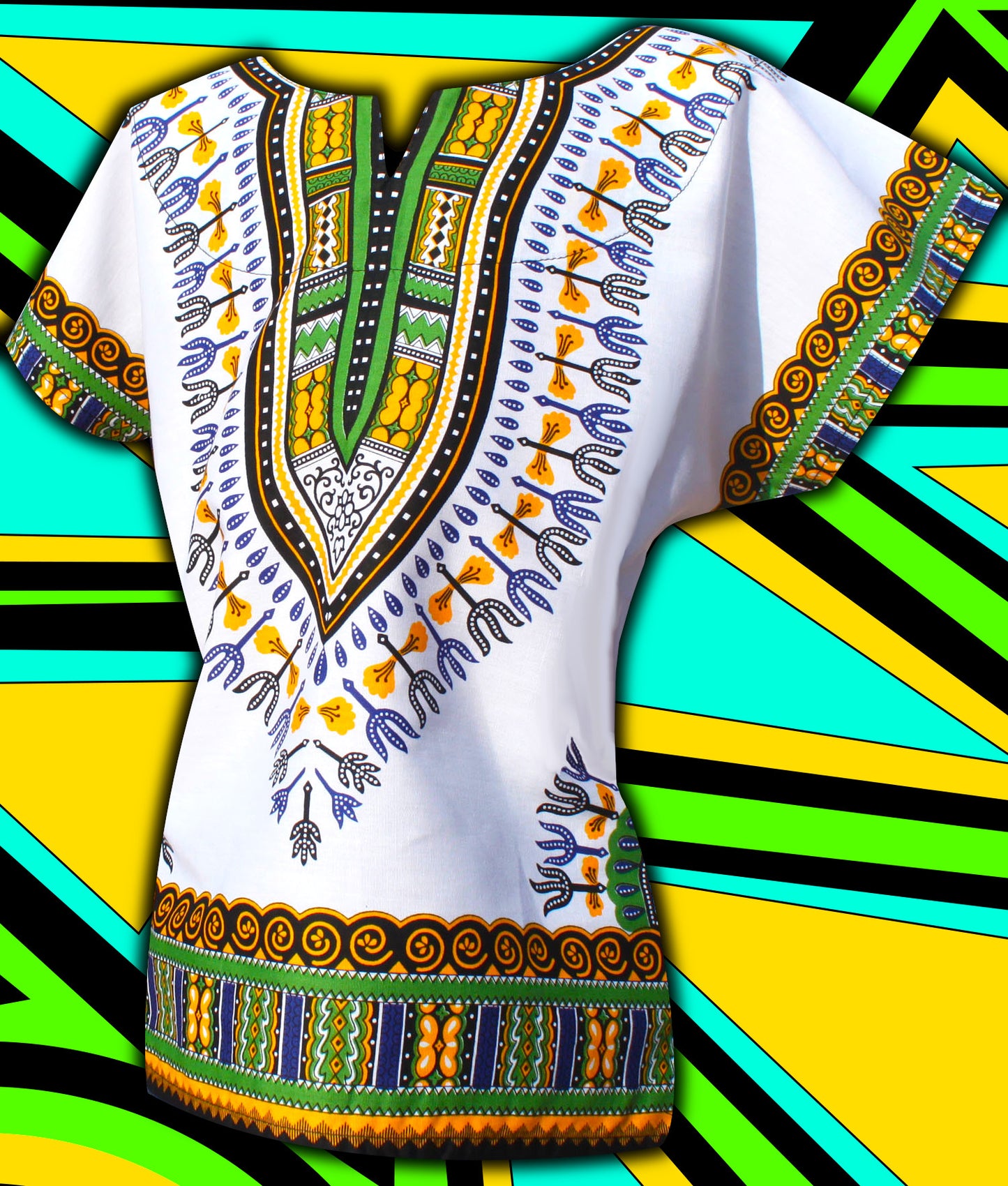 African Dashiki Children's Shirt Standard Cotton 100 % - Variety White