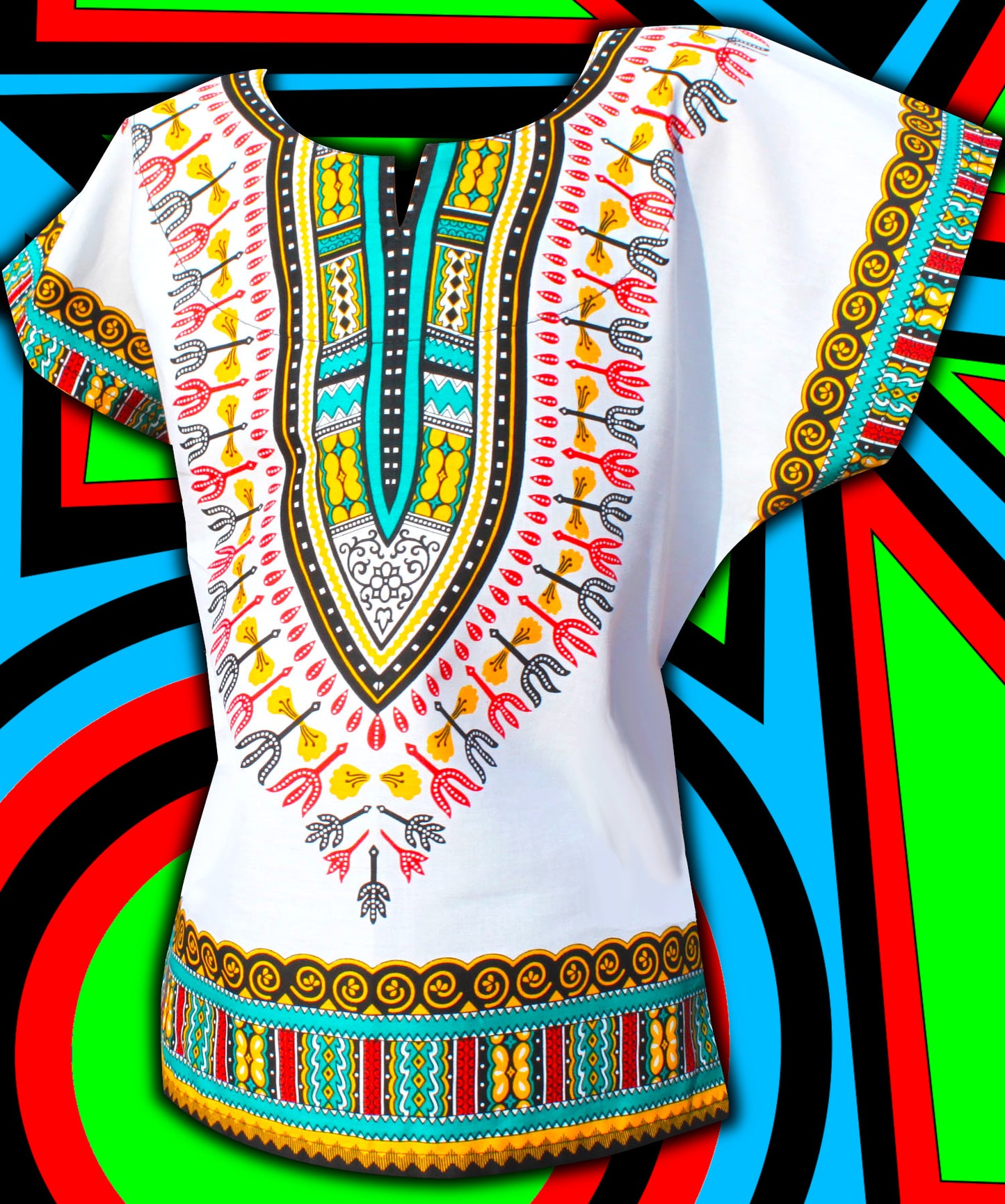 African Dashiki Children's Shirt Standard Cotton 100 % - Variety White