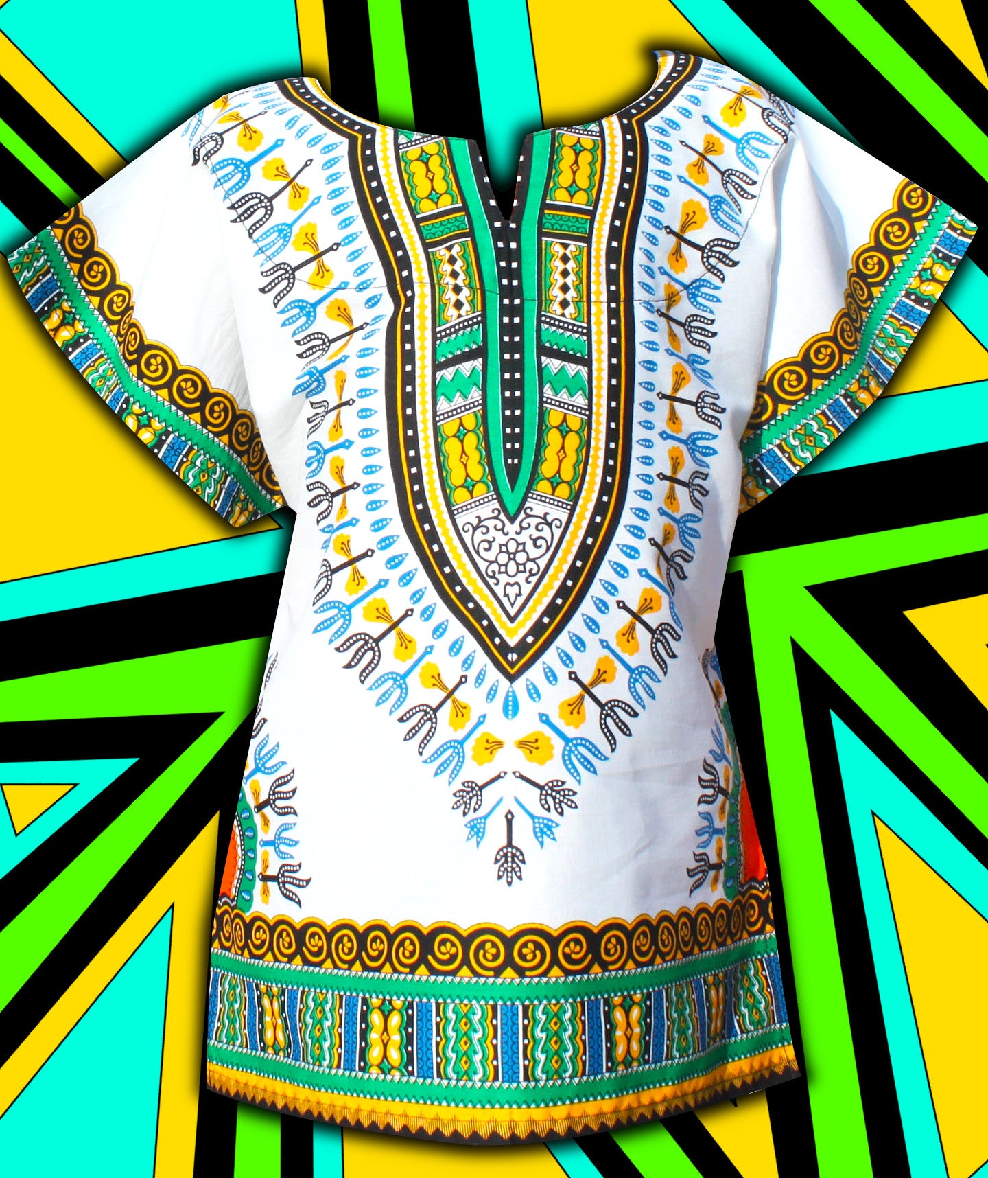 African Dashiki Children's Shirt Standard Cotton 100 % - Variety White