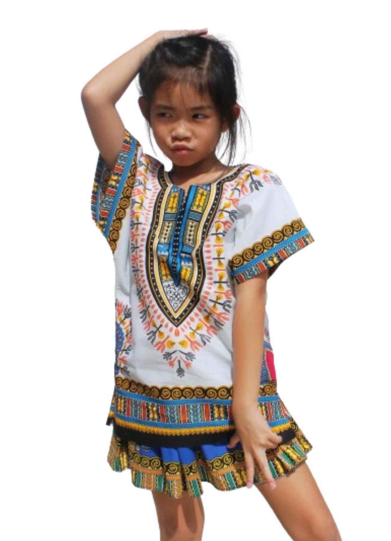 African Dashiki Children's Shirt Standard Cotton 100 % - Variety White