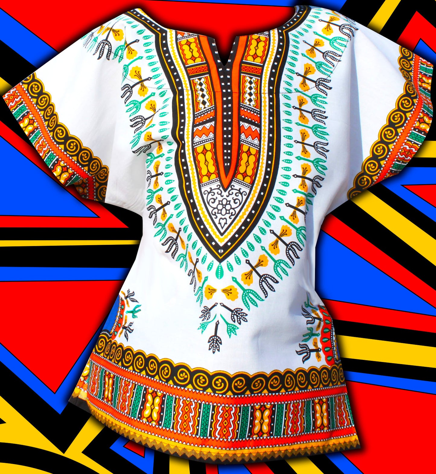 African Dashiki Children's Shirt Standard Cotton 100 % - Variety White