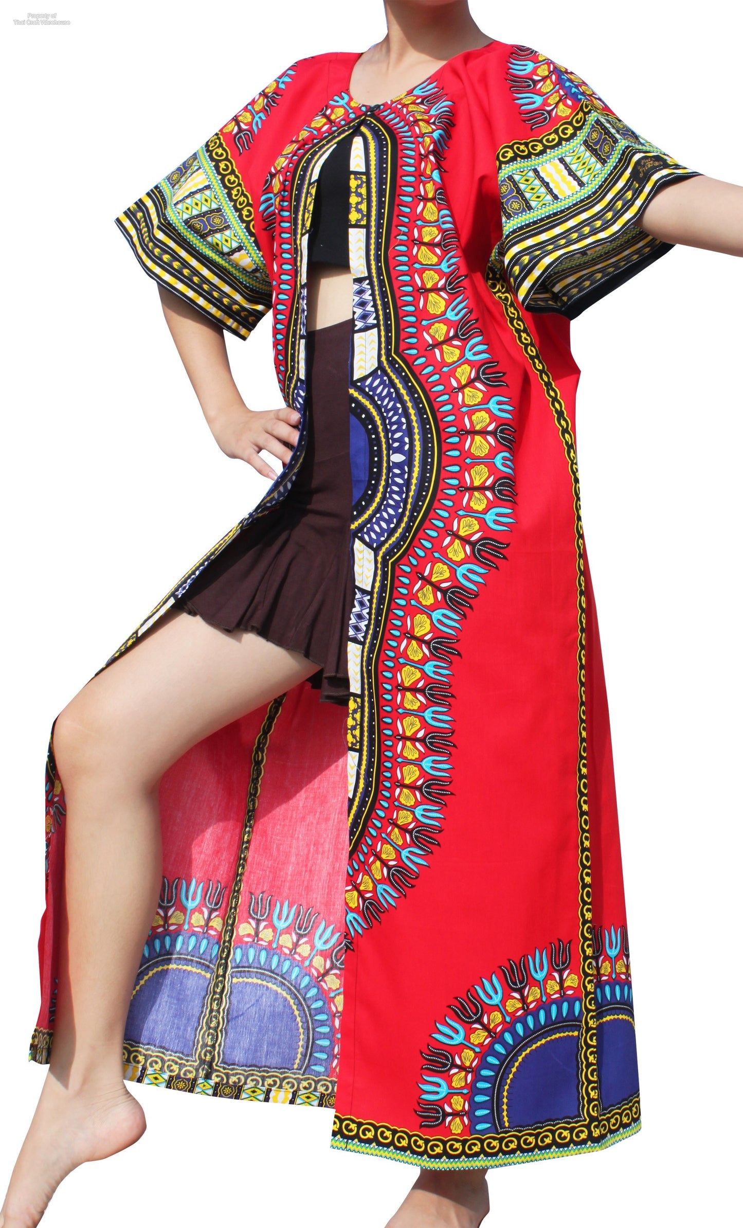 African Dashiki Robe Dress - Robe Womens With Short Sleeves