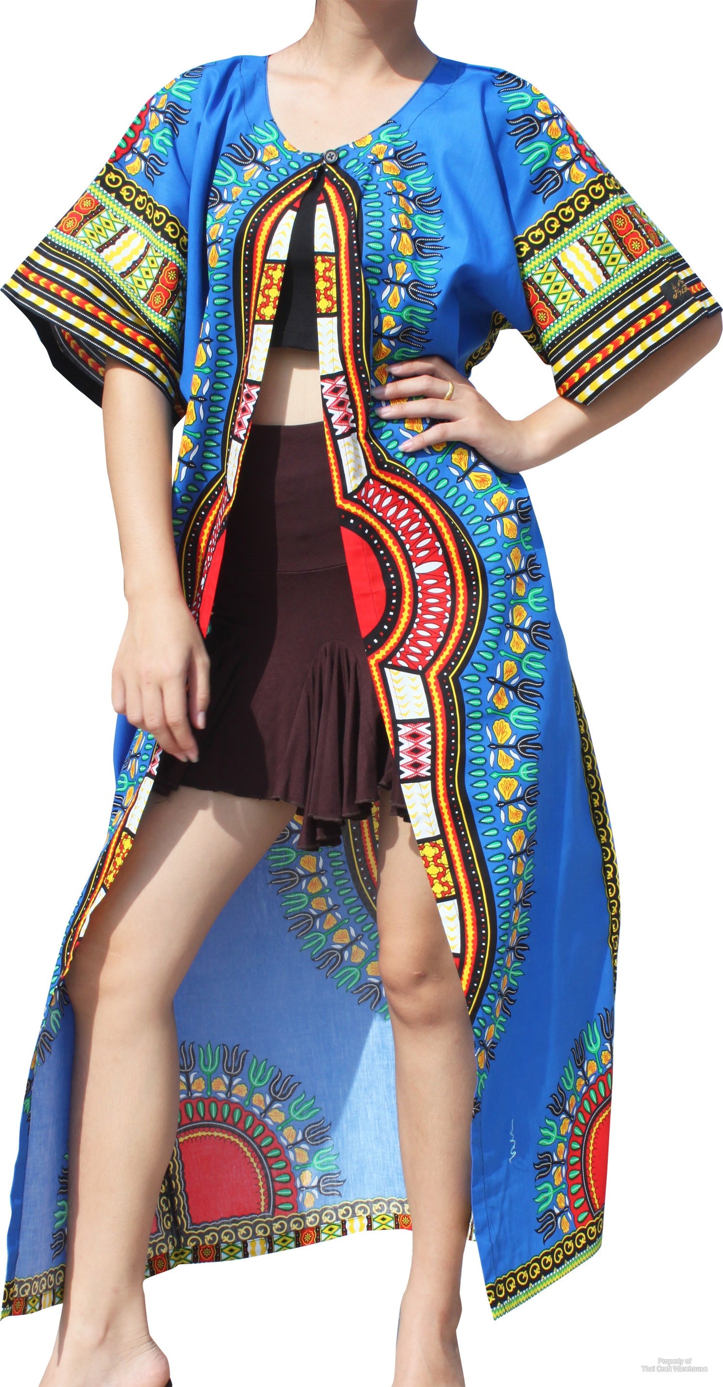 African Dashiki Robe Dress - Robe Womens With Short Sleeves