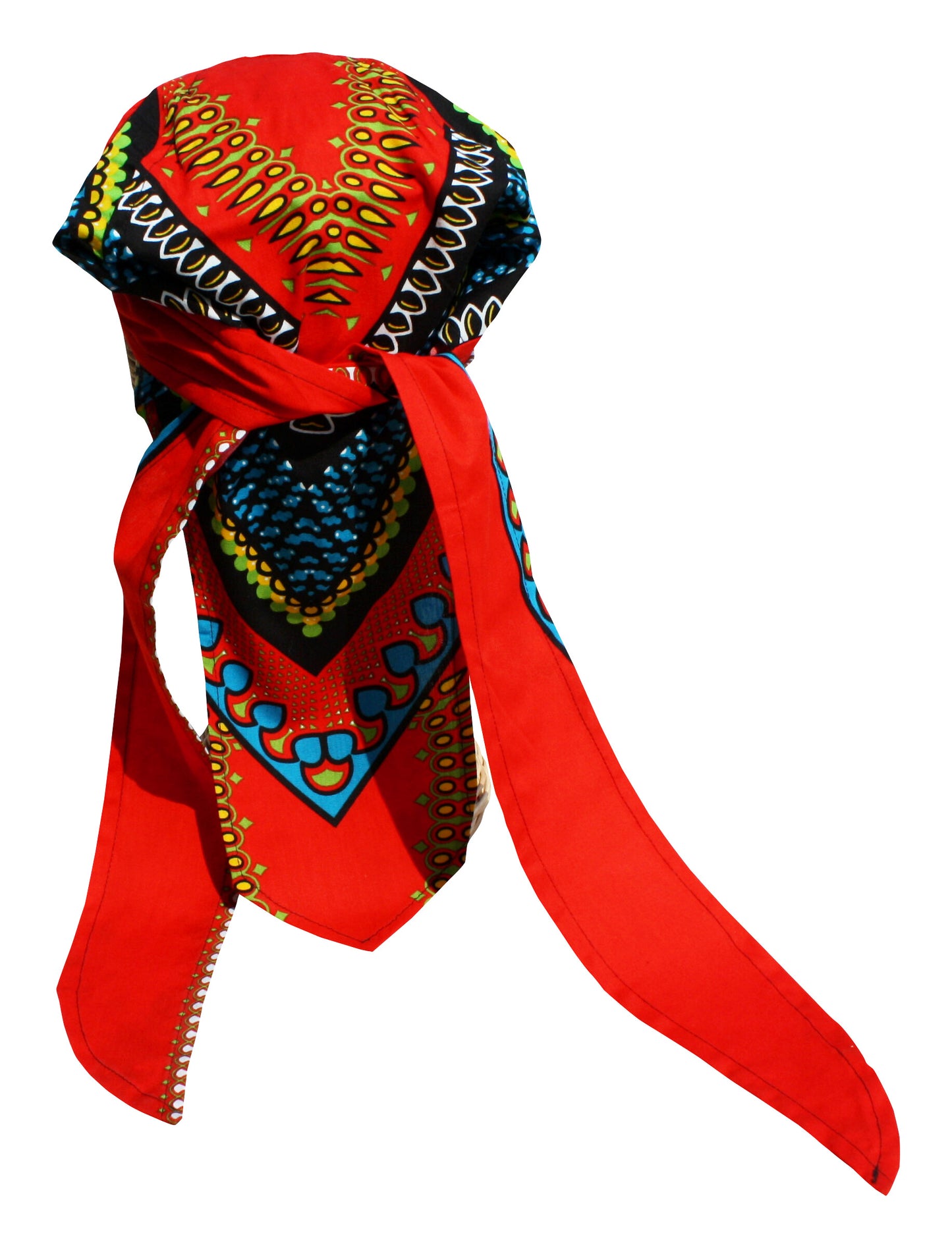 African Dashiki Cotton Pirates Hairtie - Bandana Tied Cap