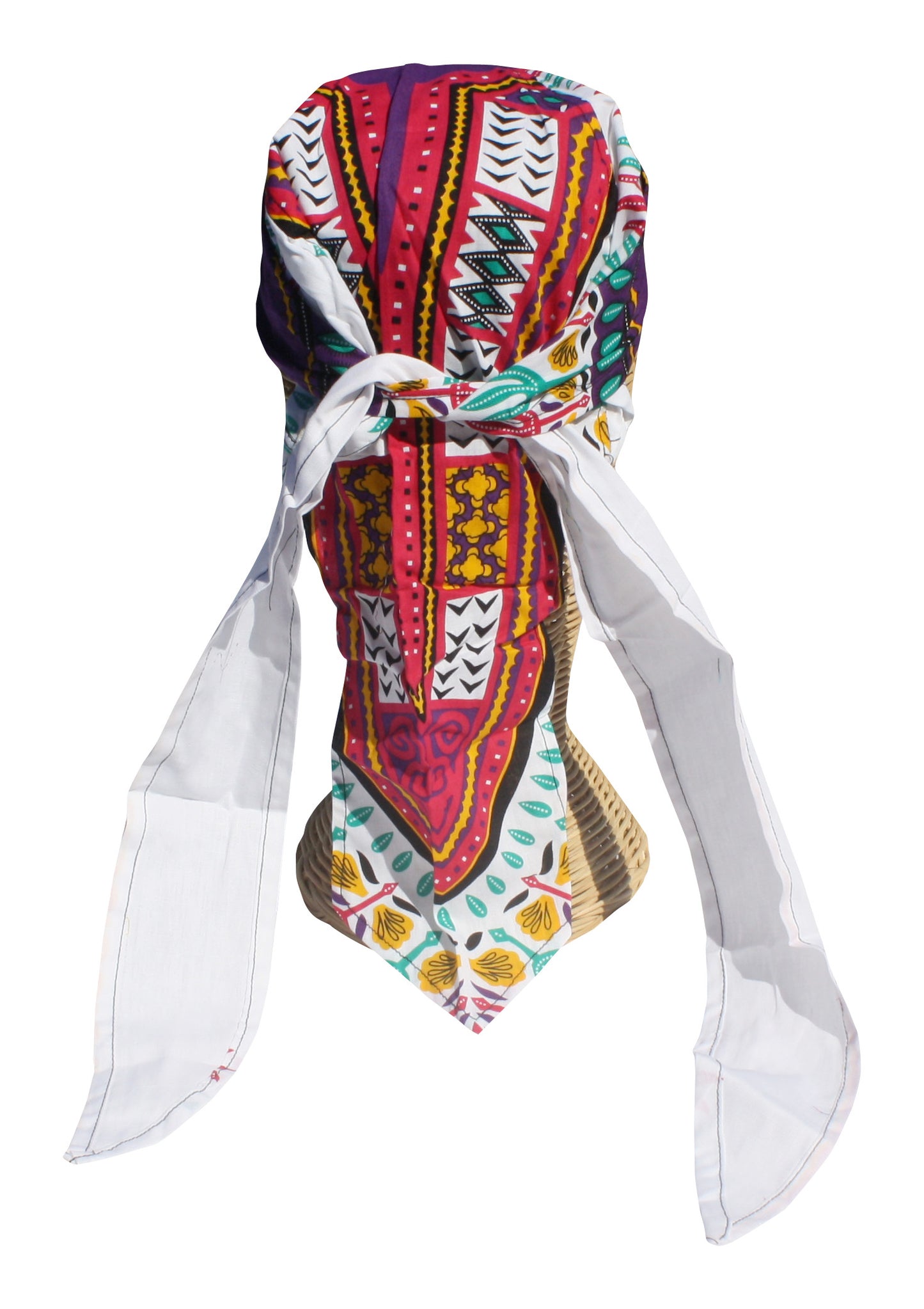 African Dashiki Cotton Pirates Hairtie - Bandana Tied Cap