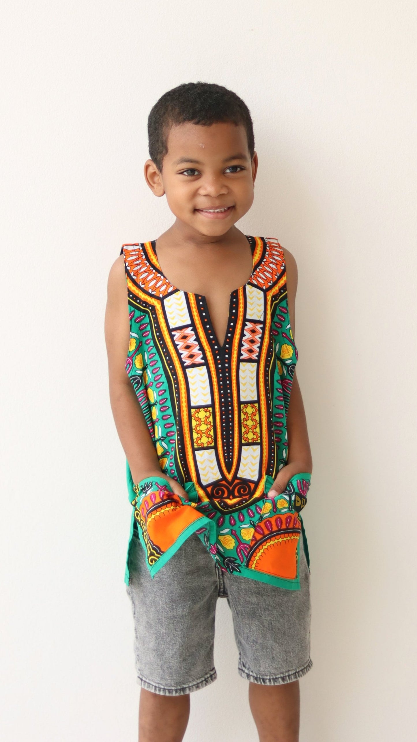 Africa Dashiki Childrens Shirt - Cotton Summer Vest