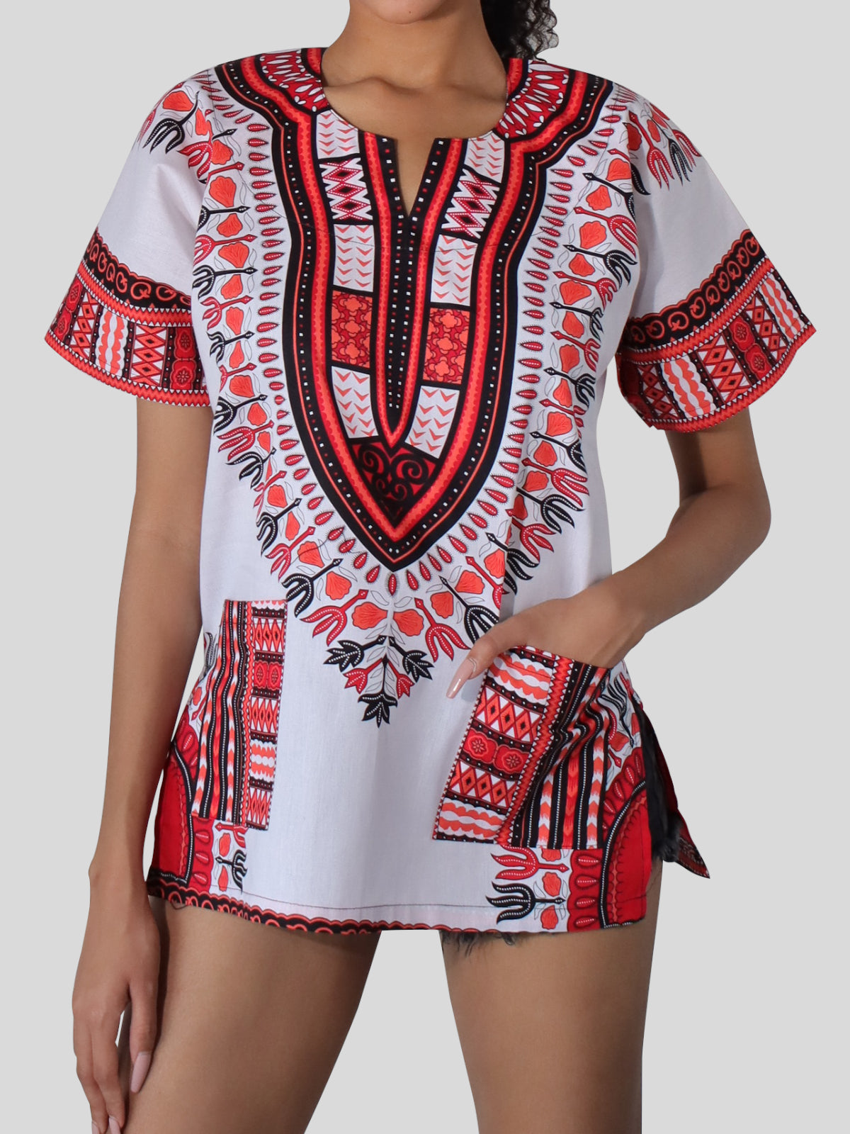 African Dashiki Unisex Shirt Standard Cotton 100% - Bright White