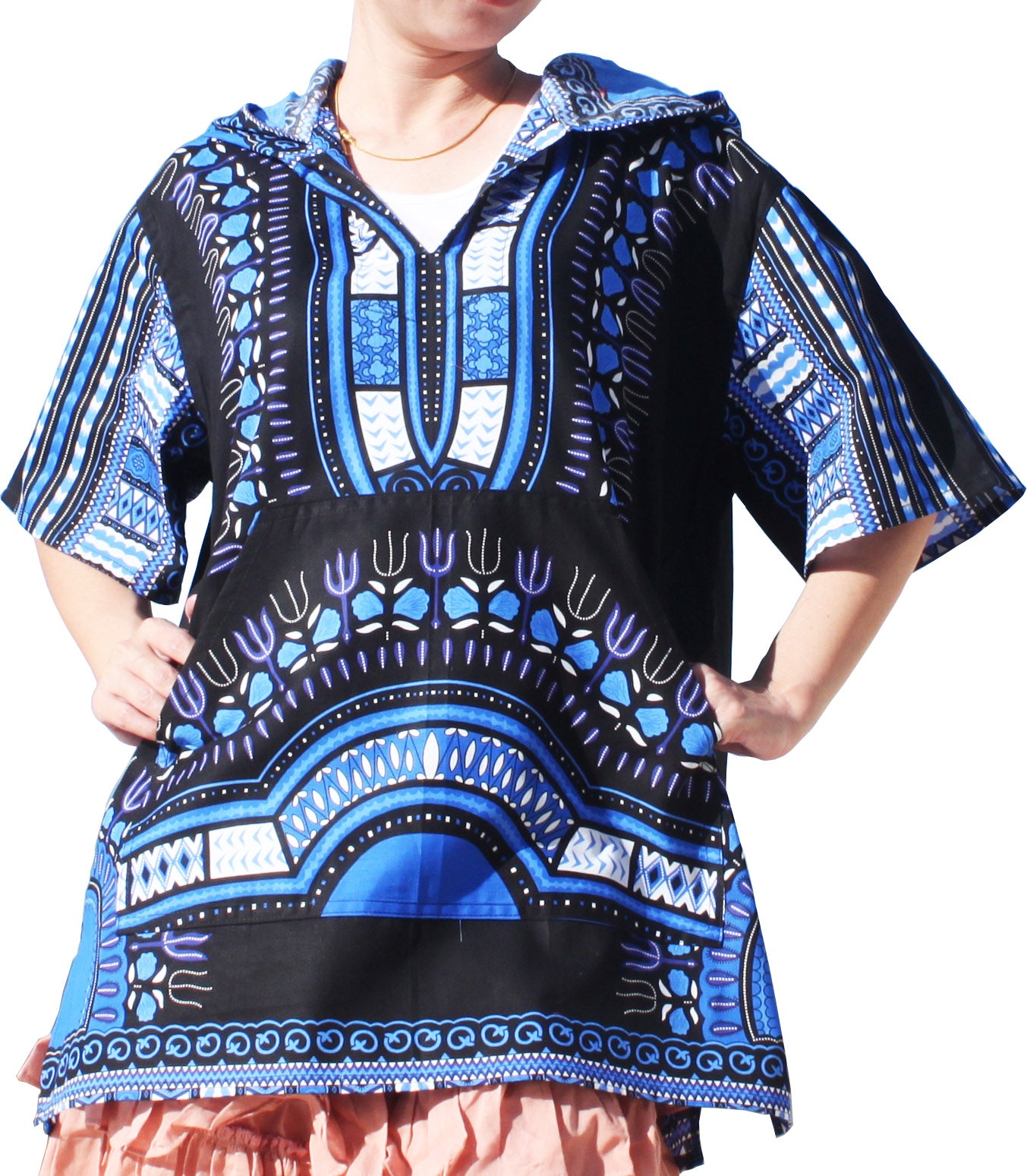 African Dashiki Unisex Shirt - Black Windbreaker Hoody Short Sleeve