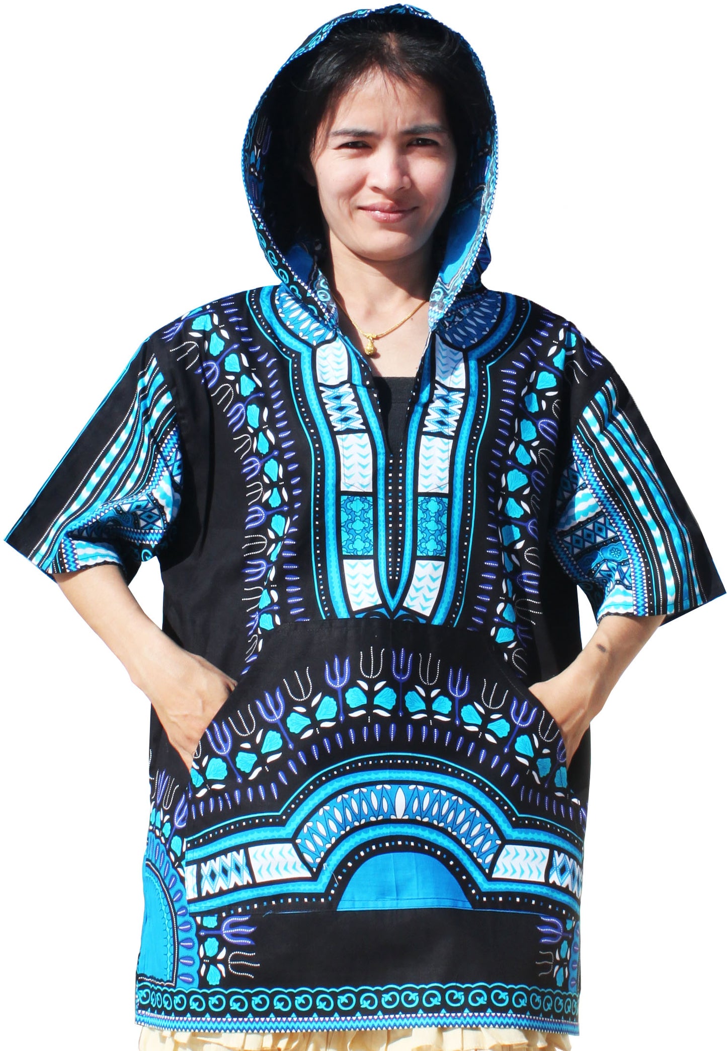 African Dashiki Unisex Shirt - Black Windbreaker Hoody Short Sleeve