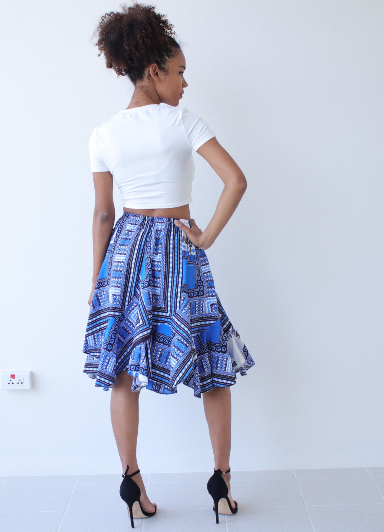 African Dashiki Short Gypsy Skirt - Patchwork Angle Carved