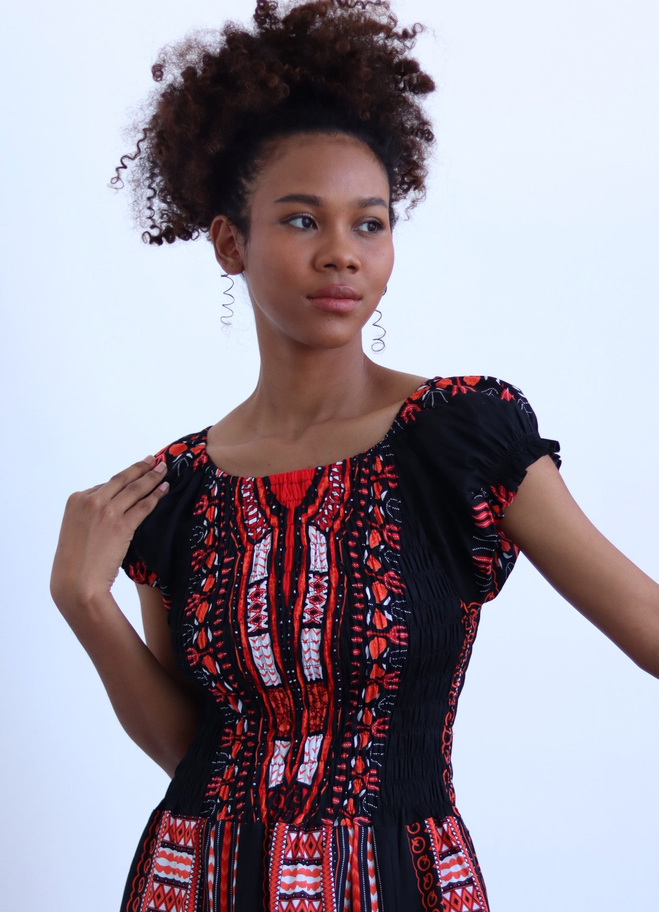 Africa Dashiki Dress - Smock Waist With Short Sleeves