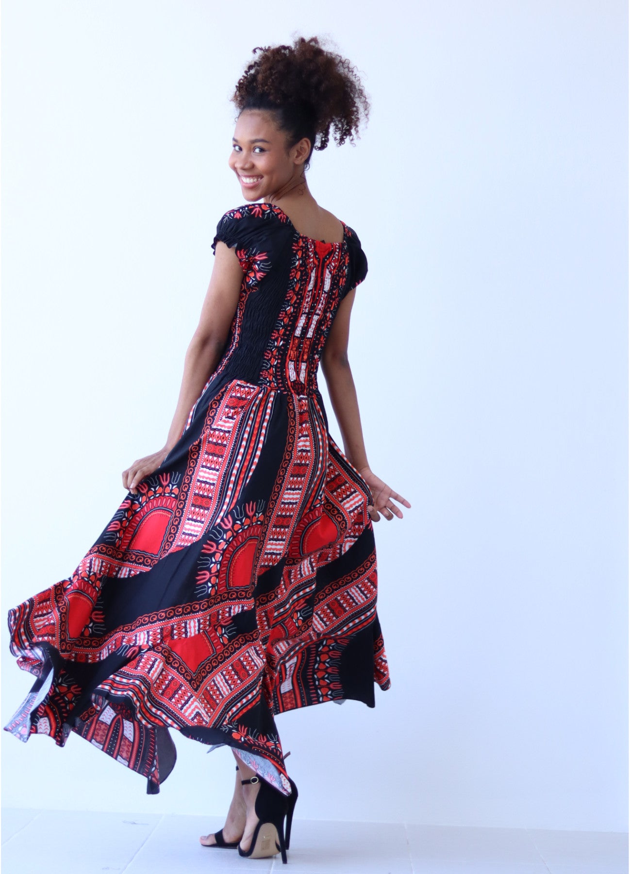 Africa Dashiki Dress - Smock Waist With Short Sleeves